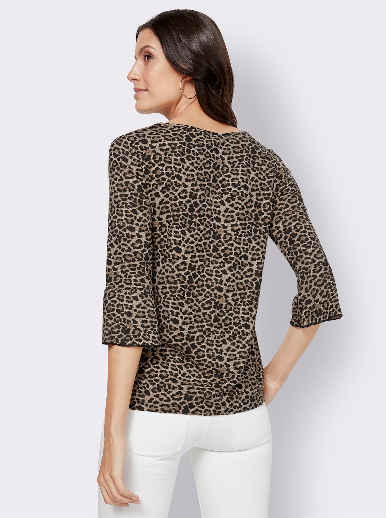 Shirt met print - zwart/beige geprint