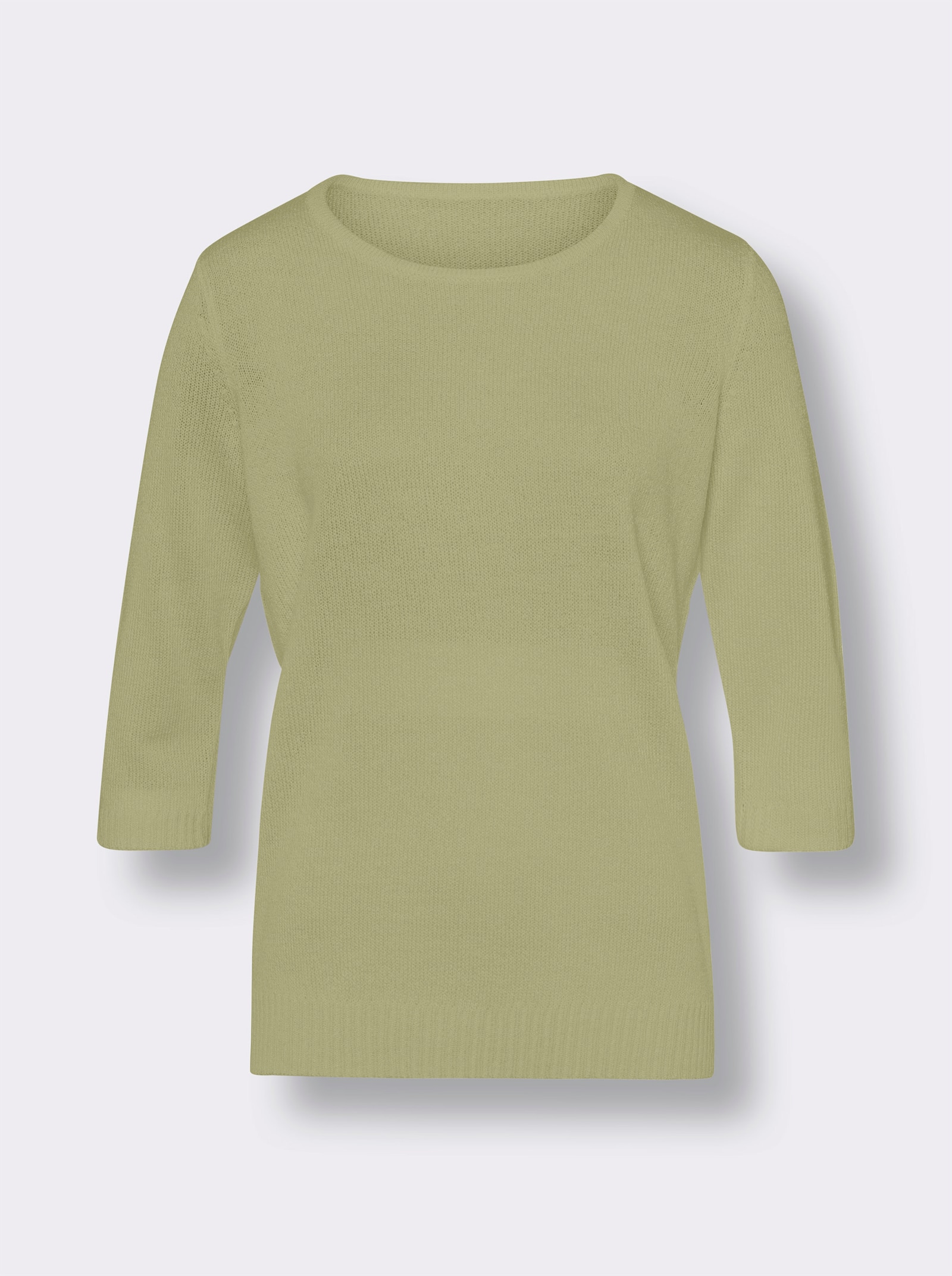 Rundhalspullover aus Feinbouclé - lindgrün