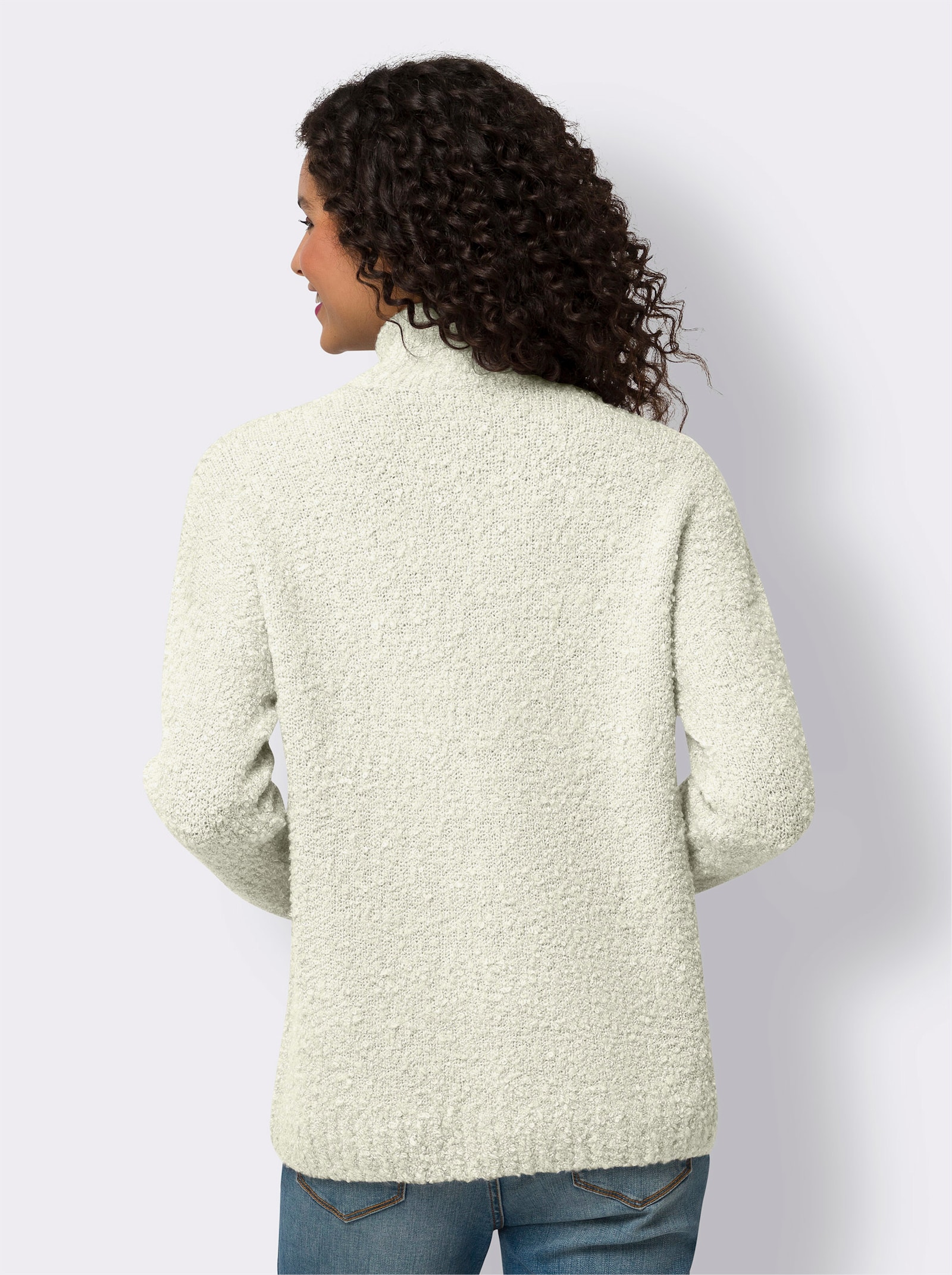 heine Stehkragenpullover in Bouclé-Optik - ecru