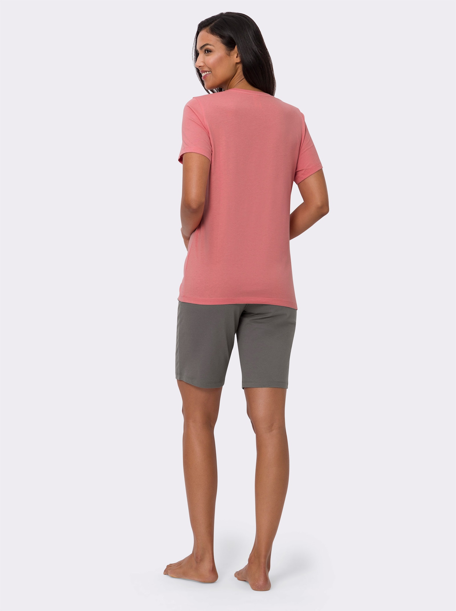 Krátke pyžamo, čistá bavlna - Plamen.-antracit.