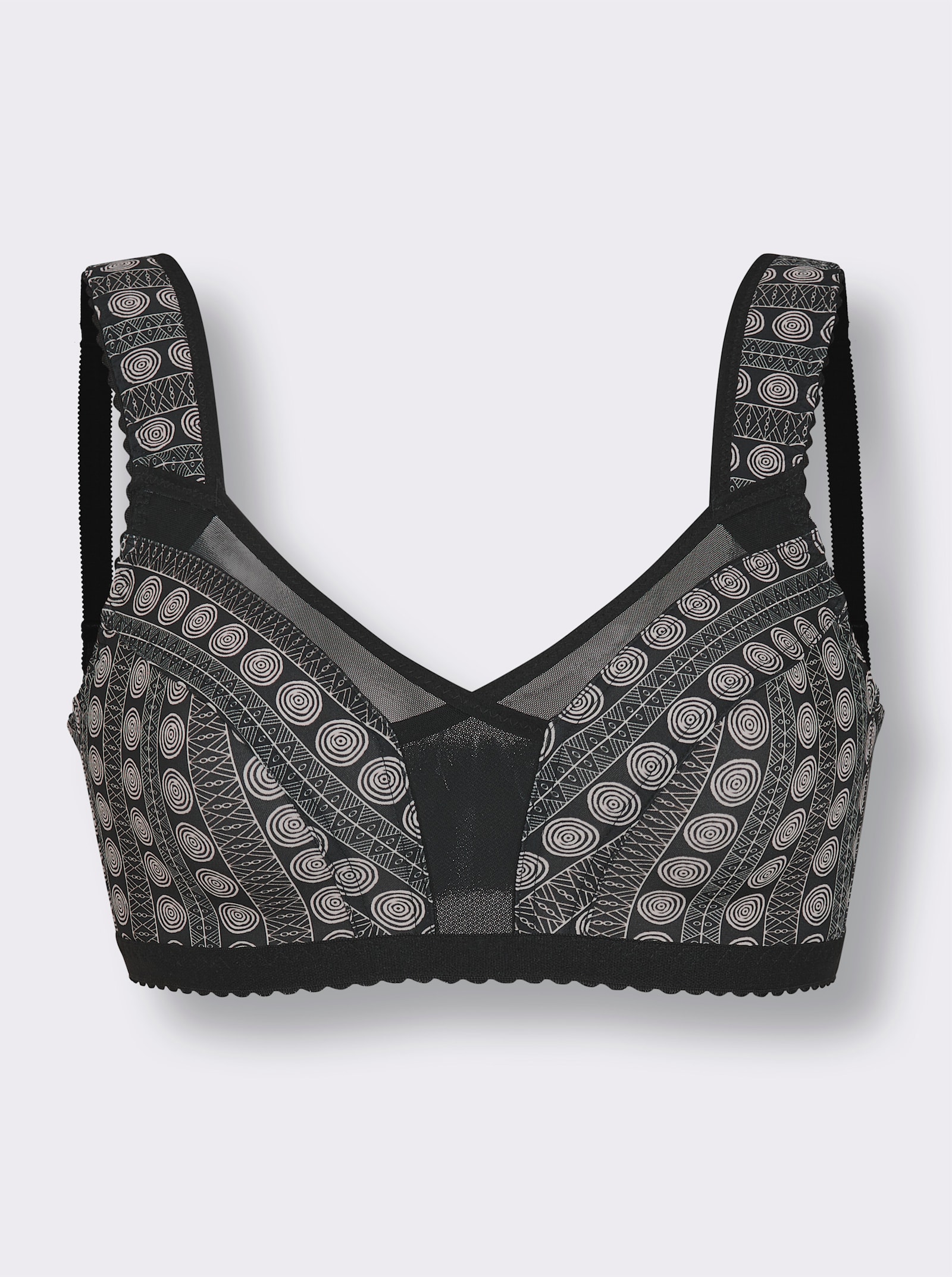 wäschepur Entlastungs-BH ohne Bügel - schwarz-bedruckt