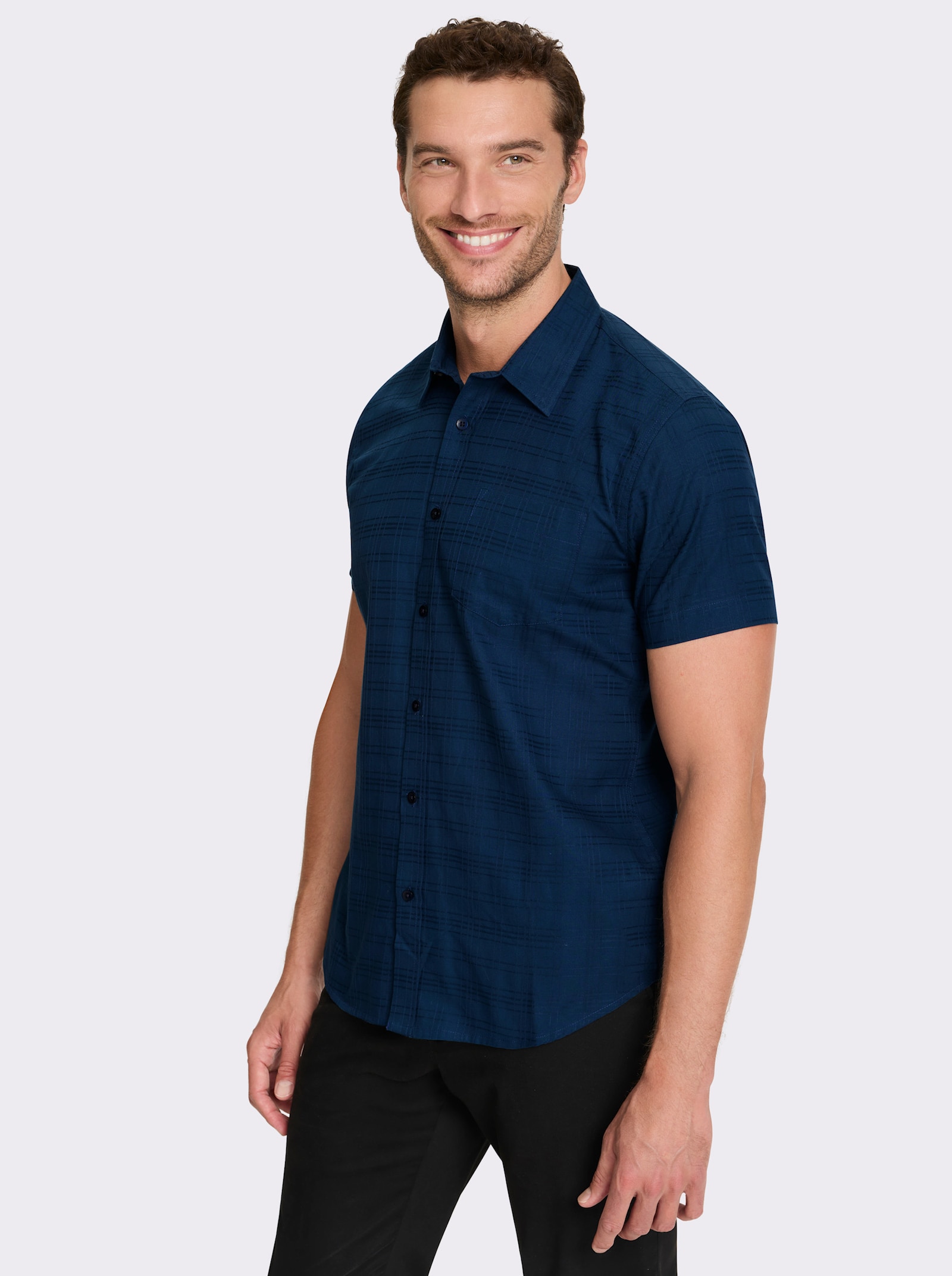 Catamaran Kurzarmhemd mit Falten im Rückteil - dunkelblau
