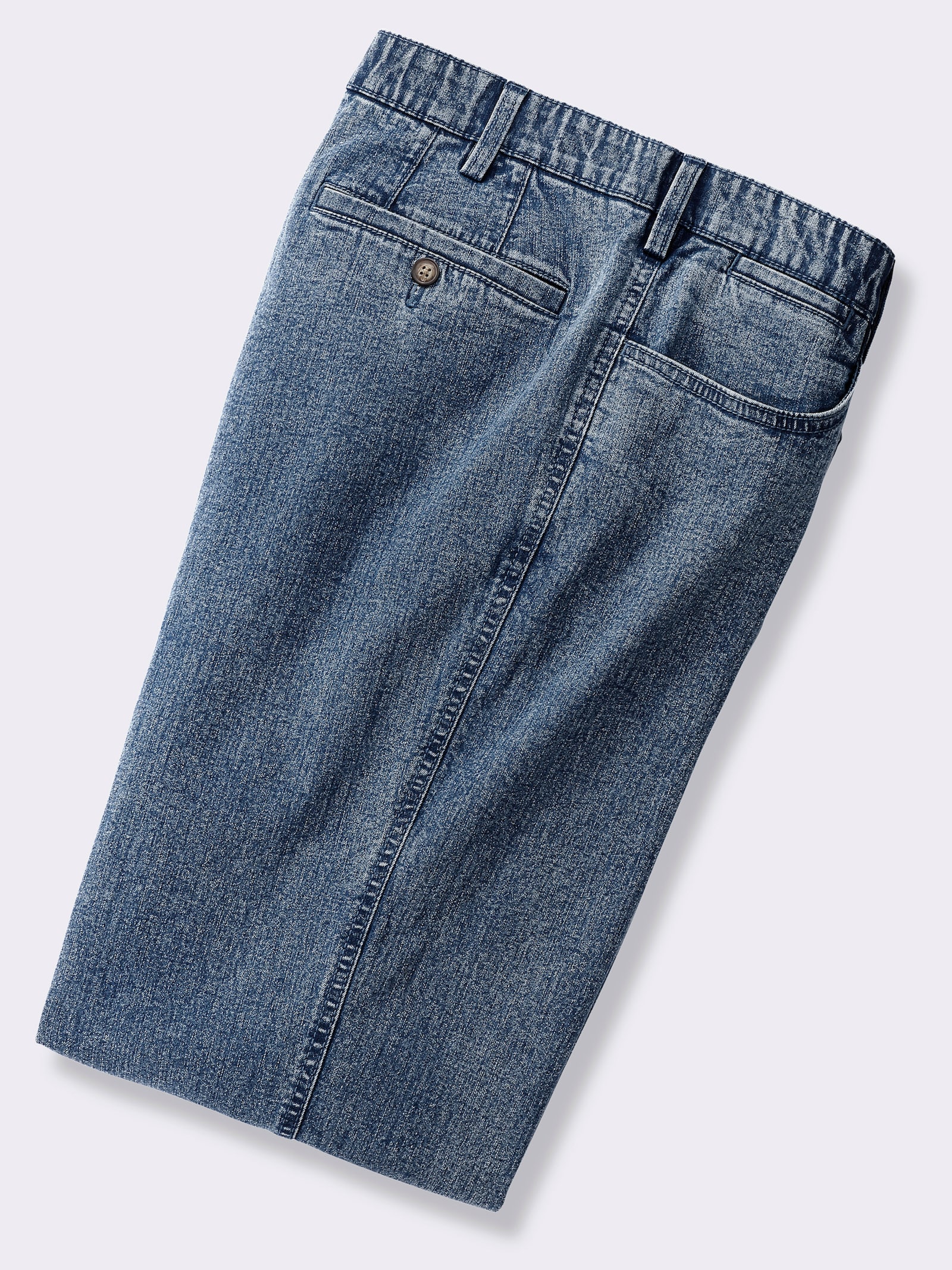 Jeans mit 2 knöpfbaren Gesässtaschen - blue-bleached
