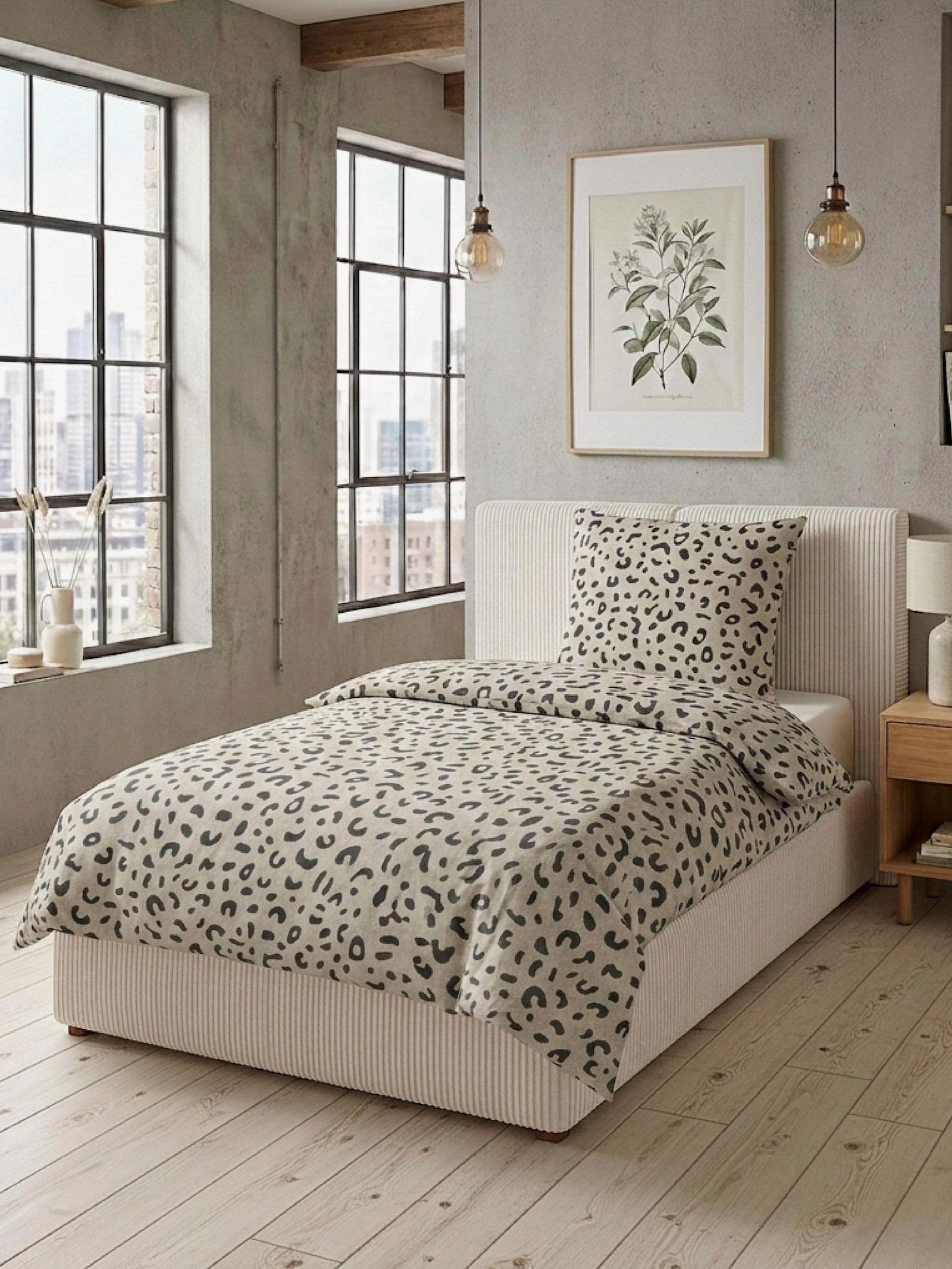 Biberna Bettwäsche - beige-bedruckt