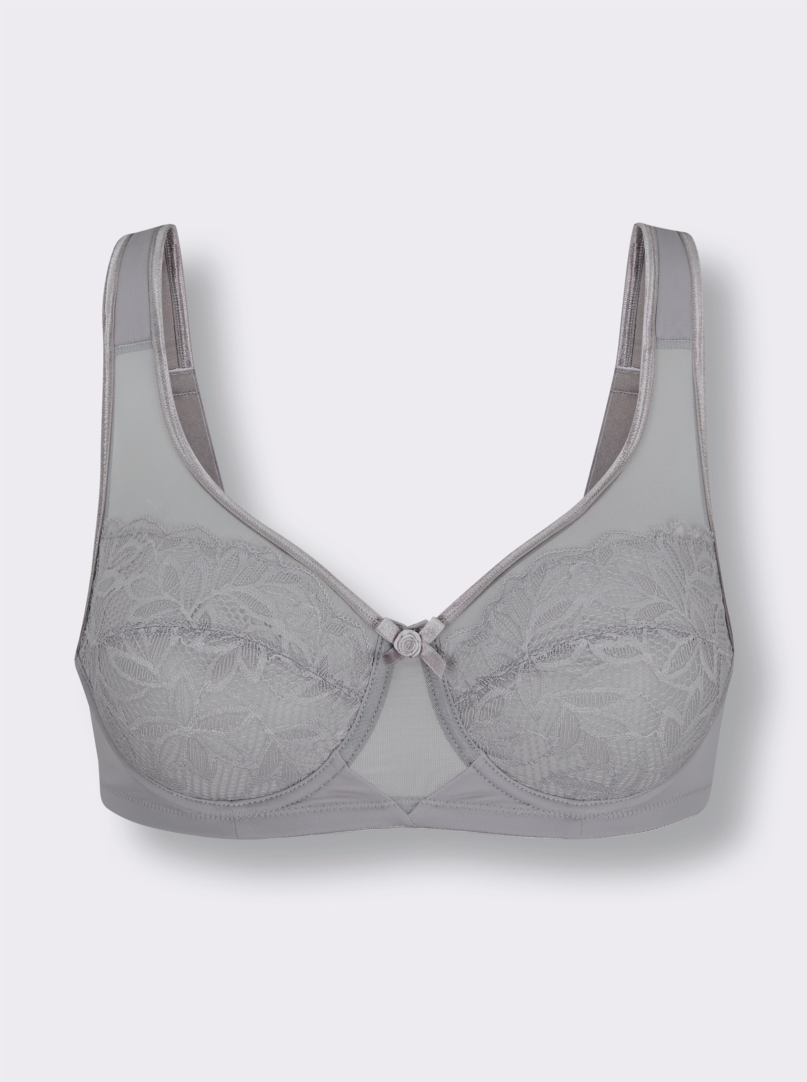 wäschepur Bügel-BH mit Spitze - steingrau