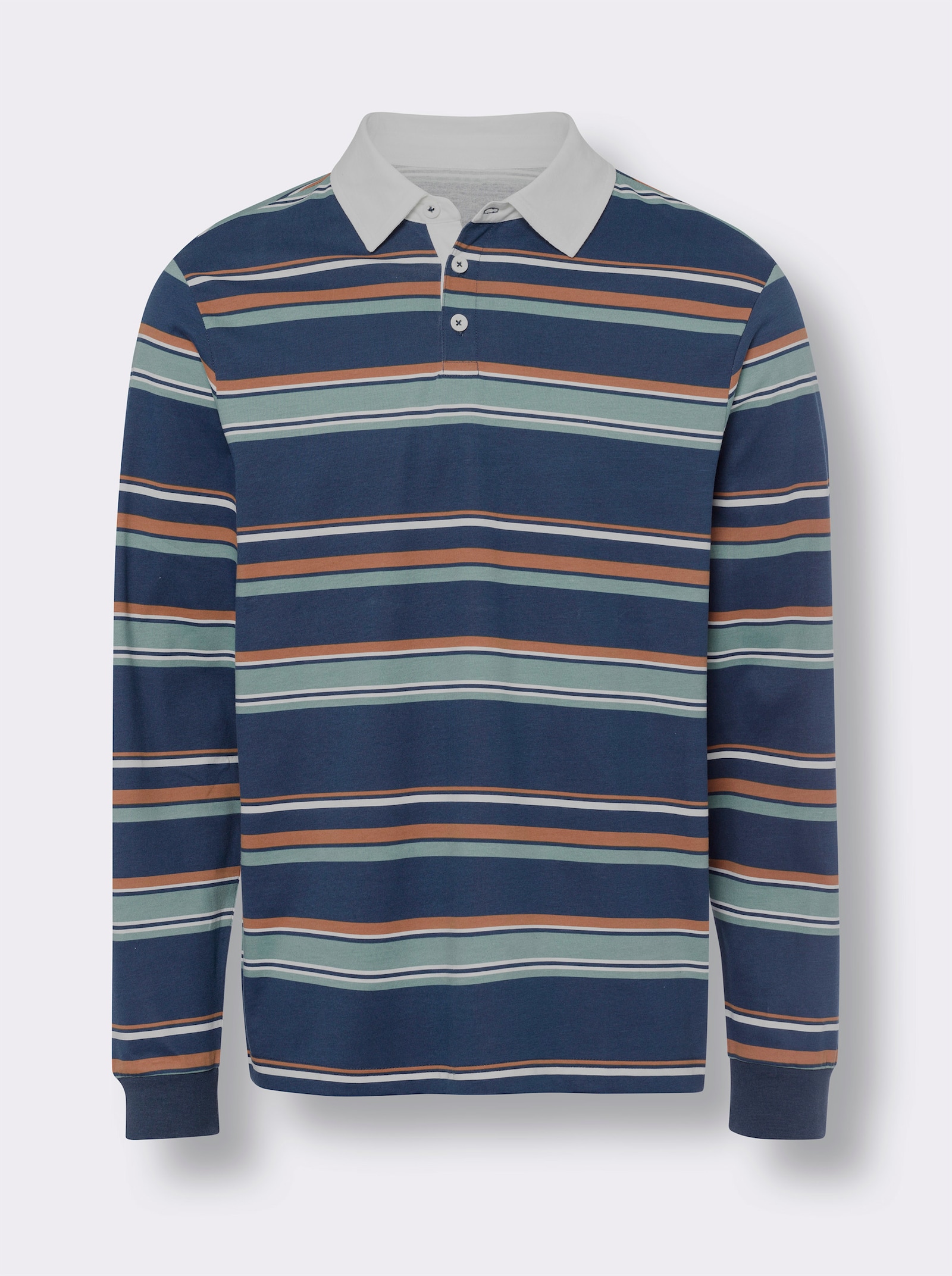 Langarm-Poloshirt im Ringel-Dessin - dunkelblau-geringelt