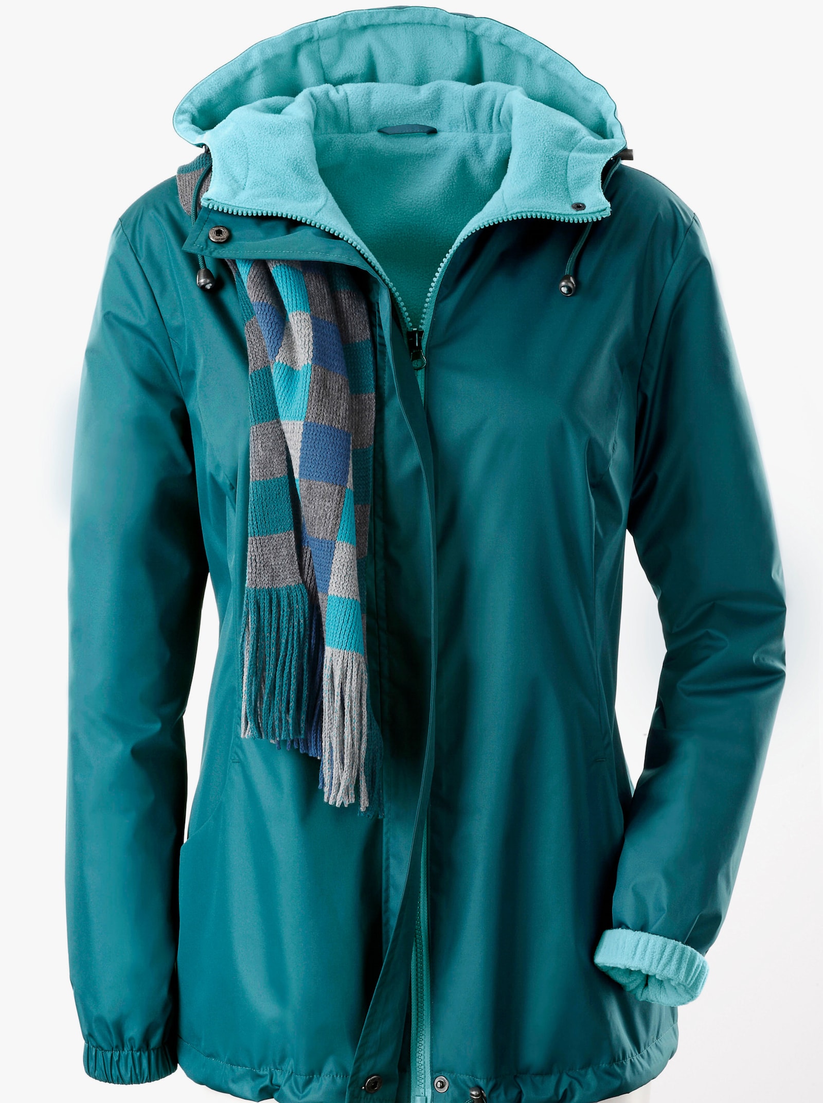 Funktionsjacke mit Innentasche, knöpfbar - petrol