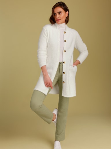 CREATION L PREMIUM Longstrickjacke aus Flauschgarn - ecru