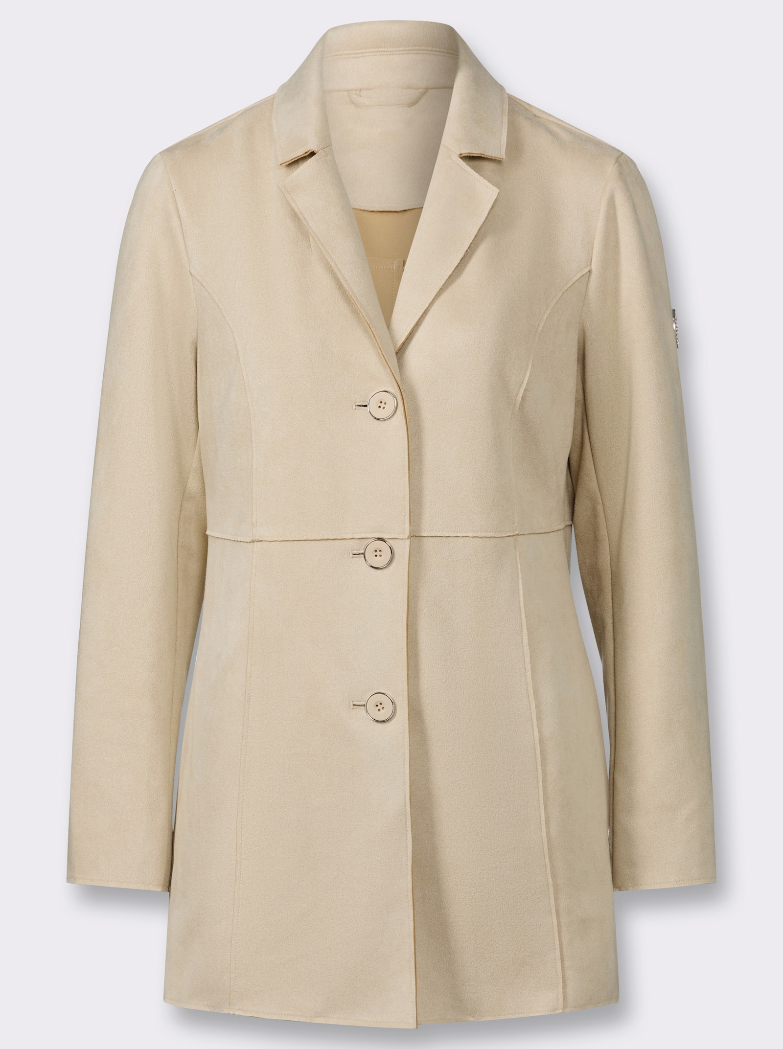 Longblazer in Veloursleder-Optik - sand