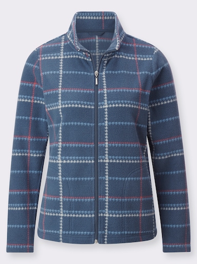 Fleecejacke - rauchblau-sand-kariert