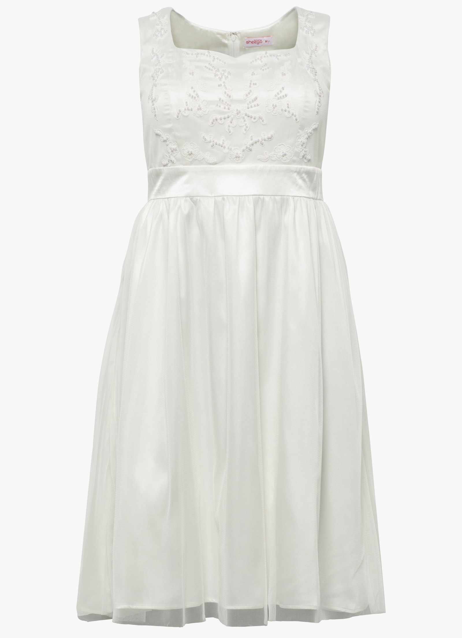 sheego Robe de soirée avec broderie et perles - offwhite