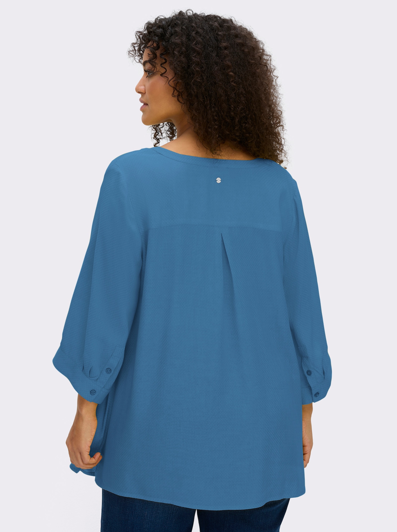 sheego Tunika mit Rundhalsausschnitt und V-Schlitz - topas