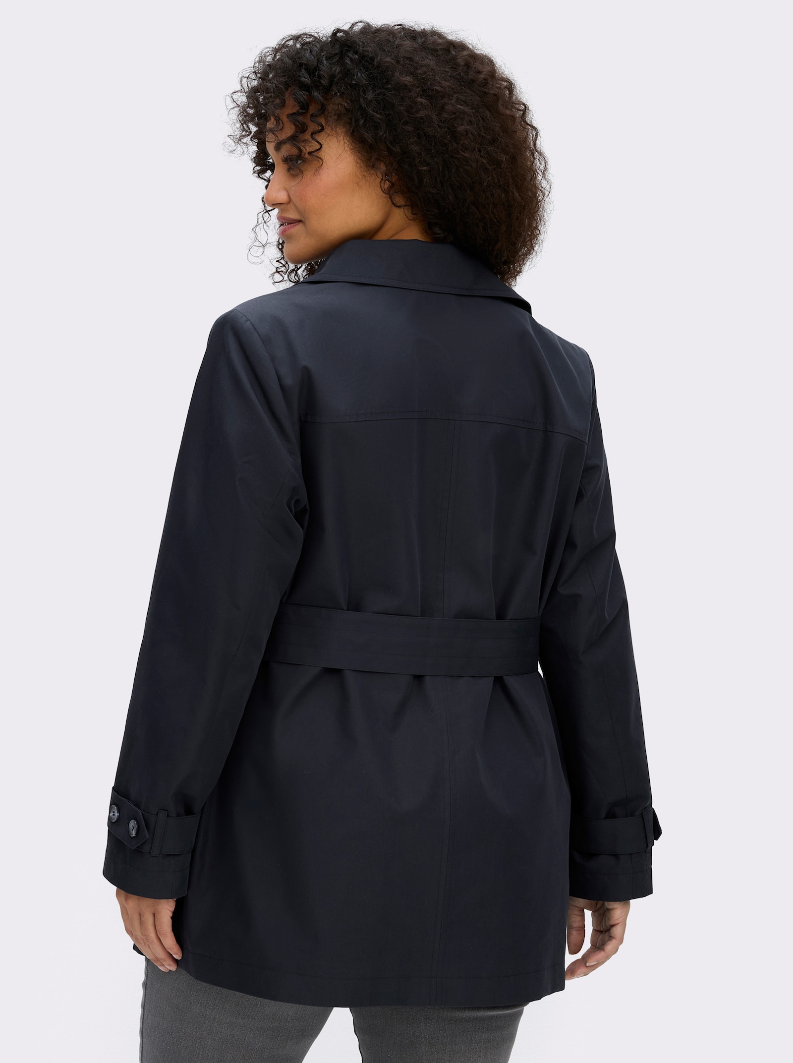 sheego Trenchcoat in kurzer Form, wasserabweisend - tiefblau