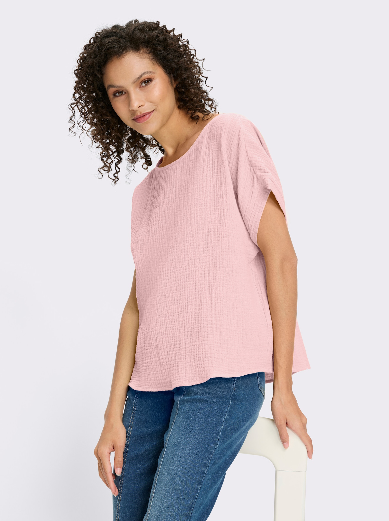 heine Baumwollbluse aus Musselin - hellrosé