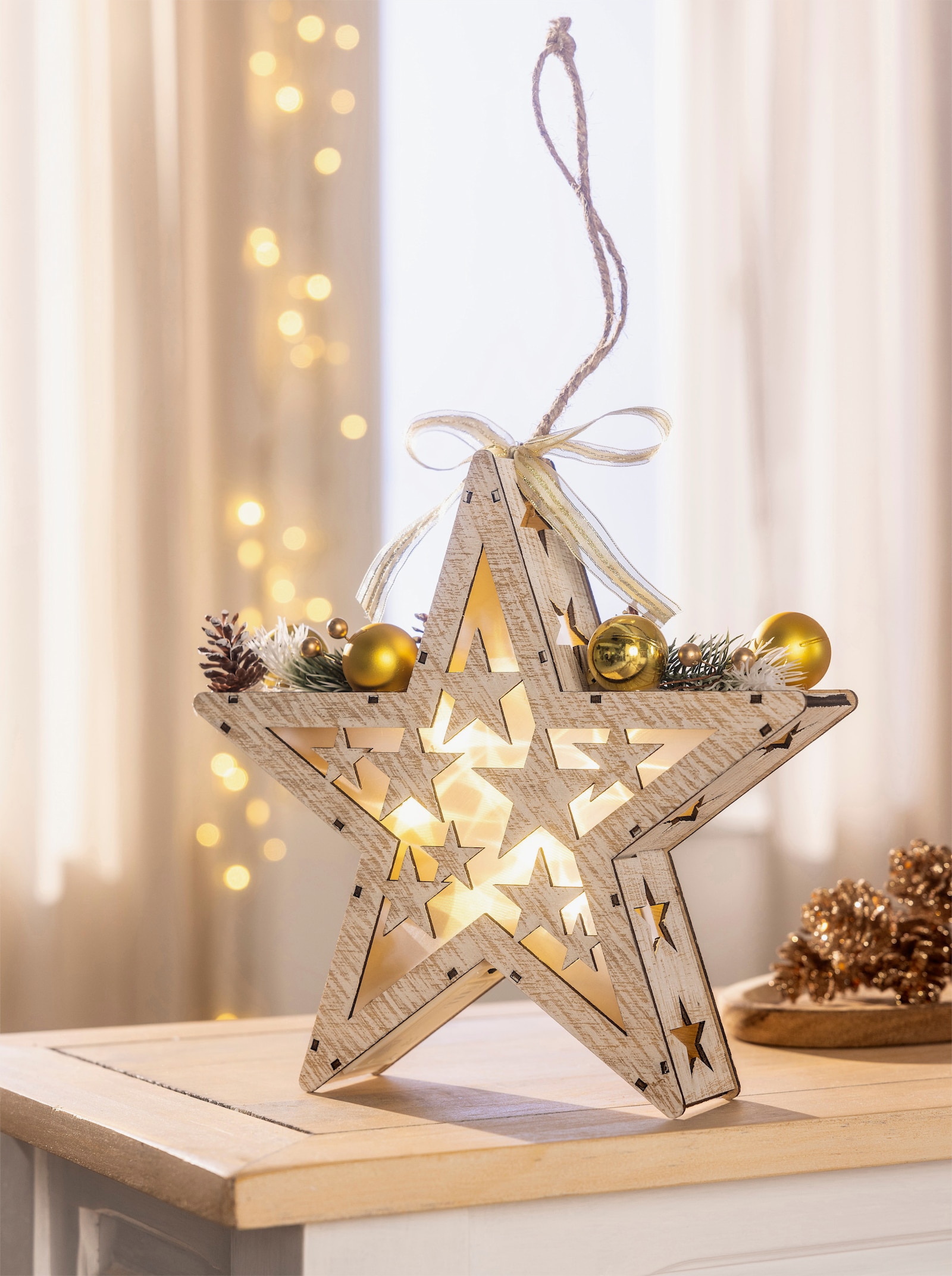 Kerstversiering met led-verlichting - bruin