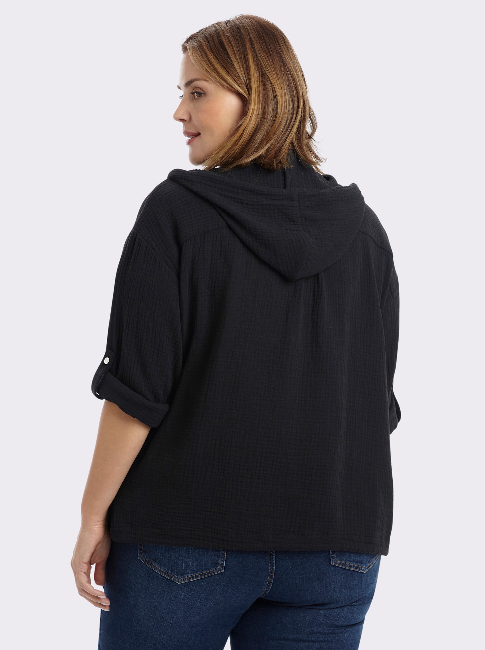 Blusenjacke in Musselin-Qualität - schwarz