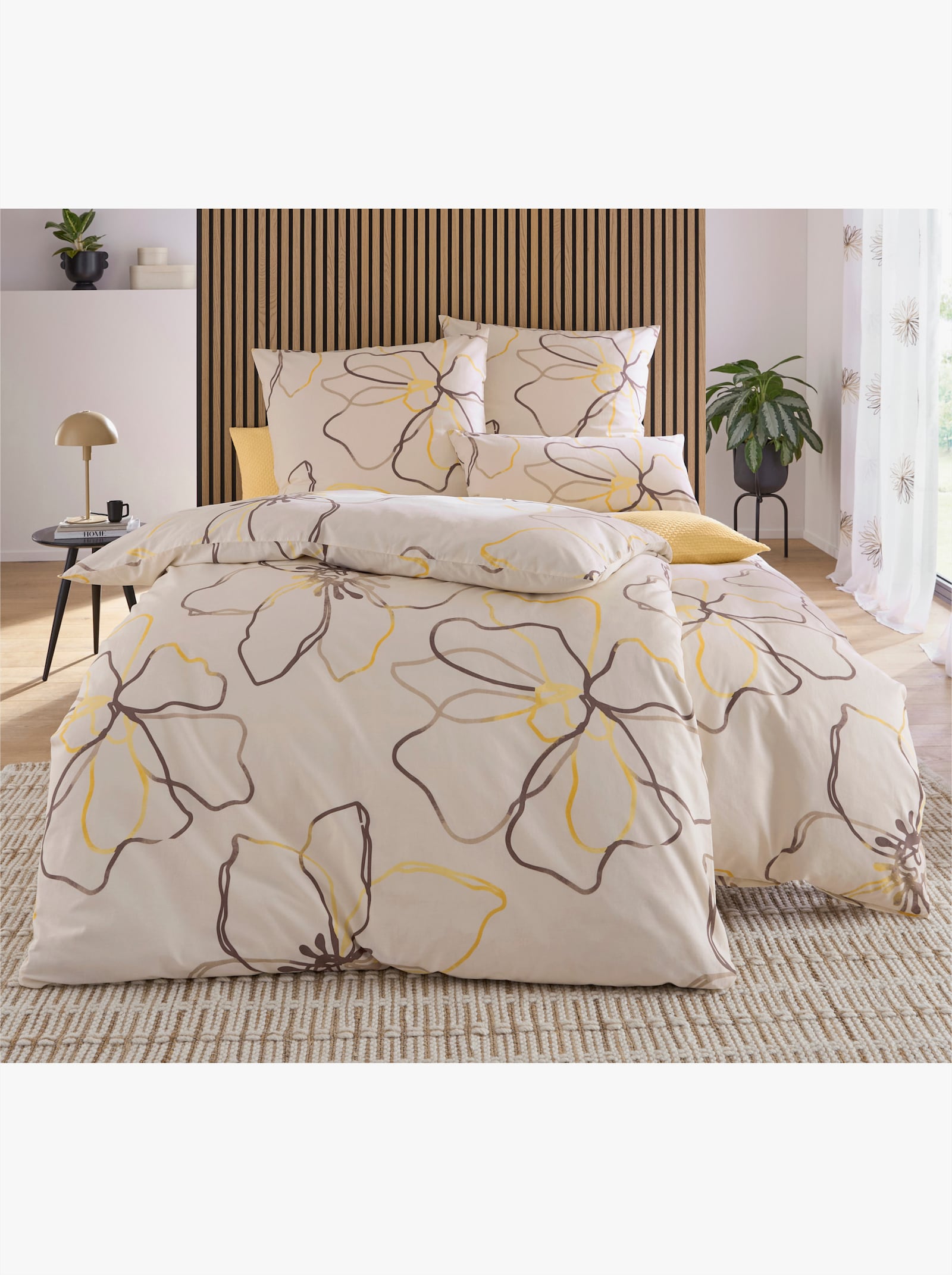 heine home Bettwäsche mit Blumenmuster - champagner-beige-bedruckt