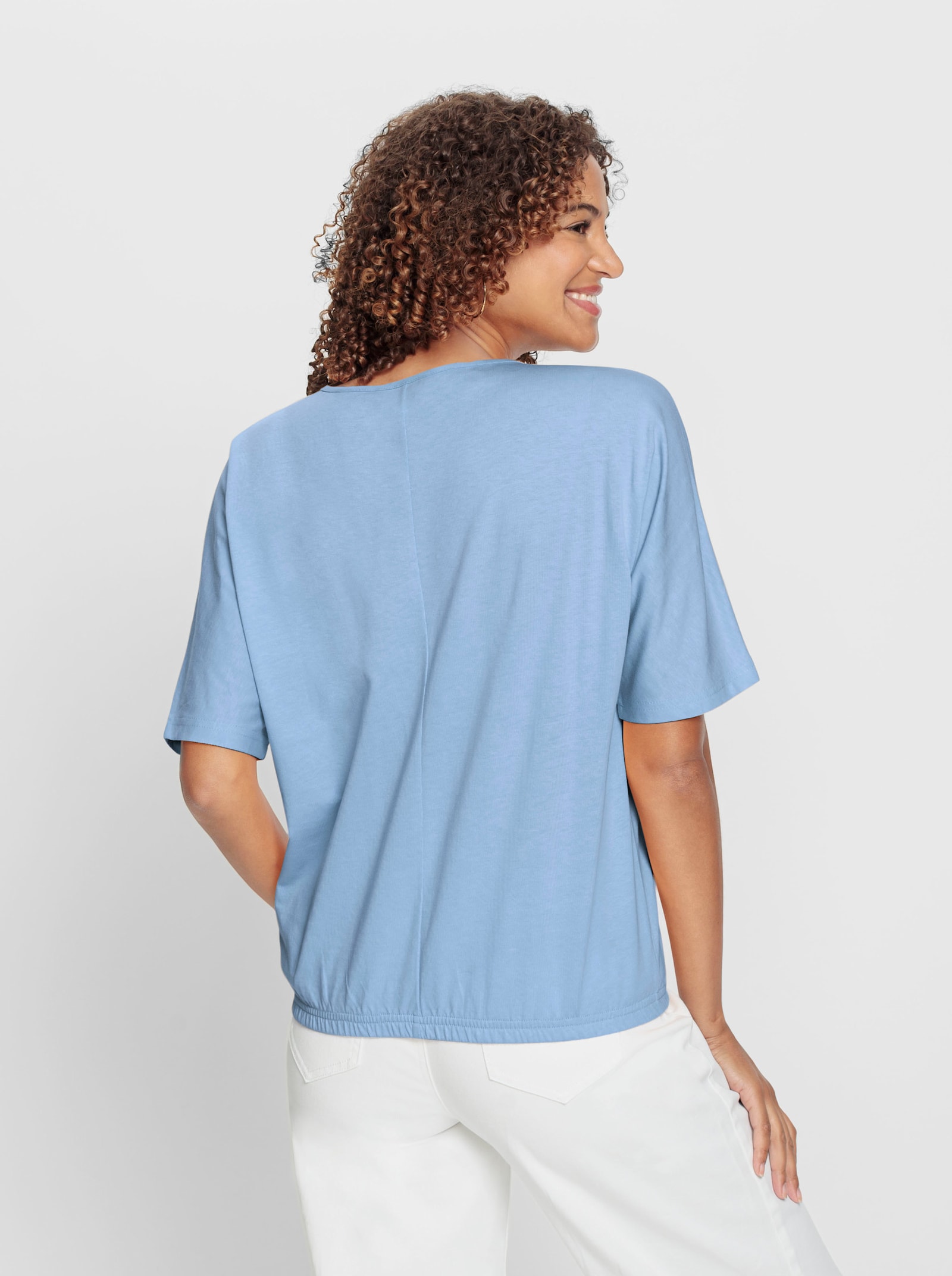 Kurzarmshirt mit Fledermausärmeln - eisblau