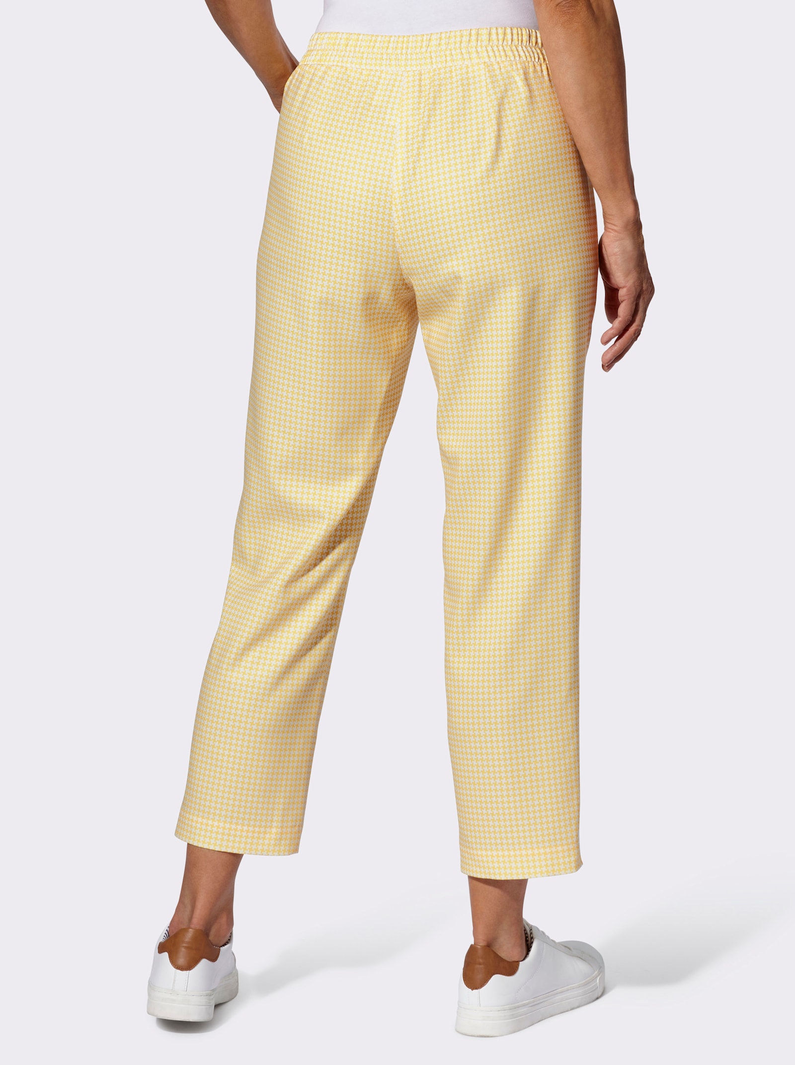 7/8-Hose in Schlupfform - gelb-ecru-bedruckt