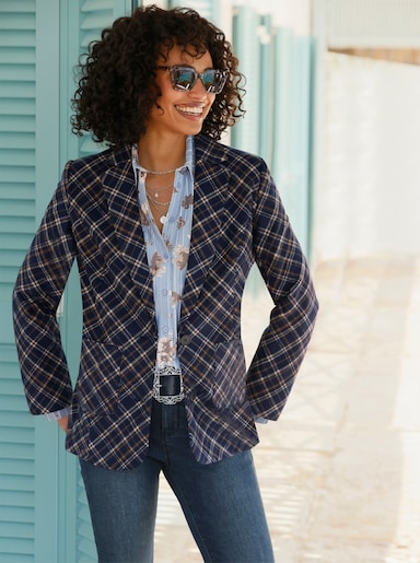 heine Blazer mit Karomuster - marine-braun-kariert