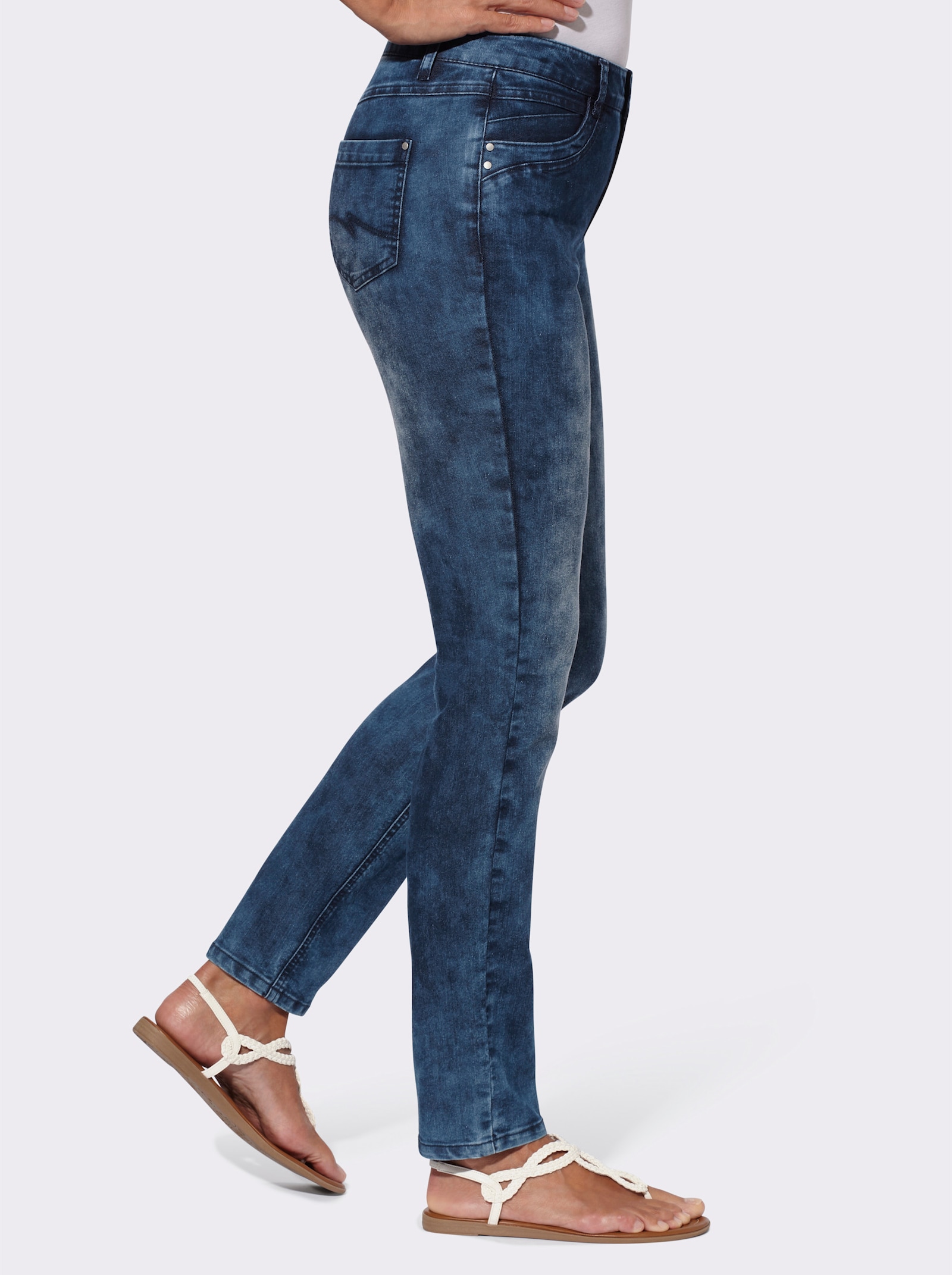 Jeans in Baumwoll-Stretch-Qualität - darkblue-stone-washed