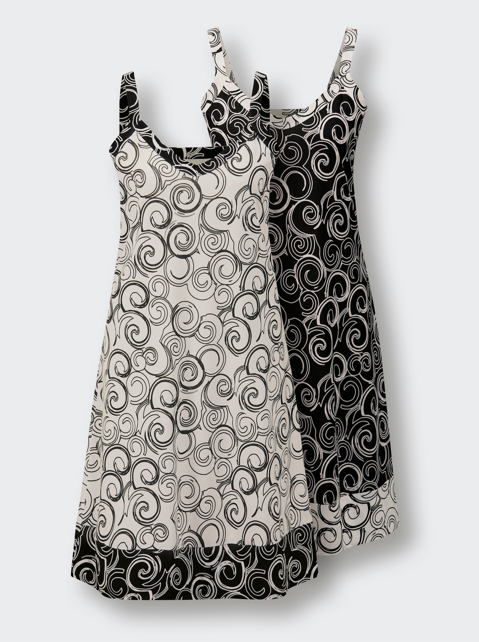 wäschepur Chemises de nuit avec motif - noir imprimé + blanc imprimé