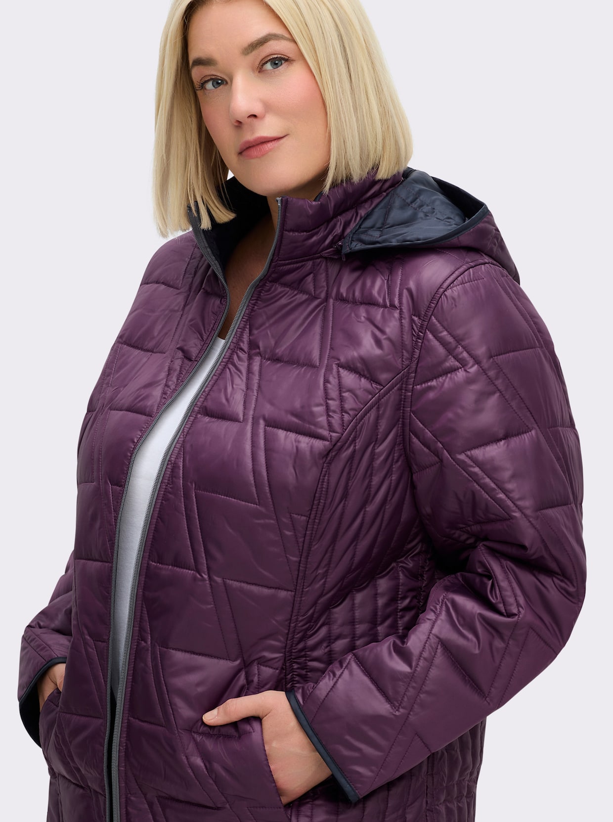 Wendejacke mit Kapuze, abzippbar - violett