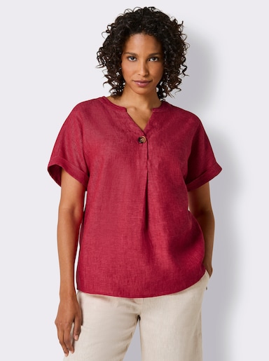 CREATION L PREMIUM Leinenbluse - rot-meliert