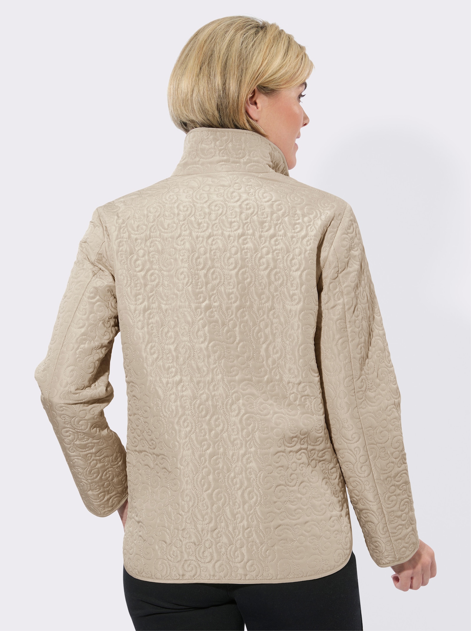 Steppjacke mit Kontrast-Paspelierung - sand