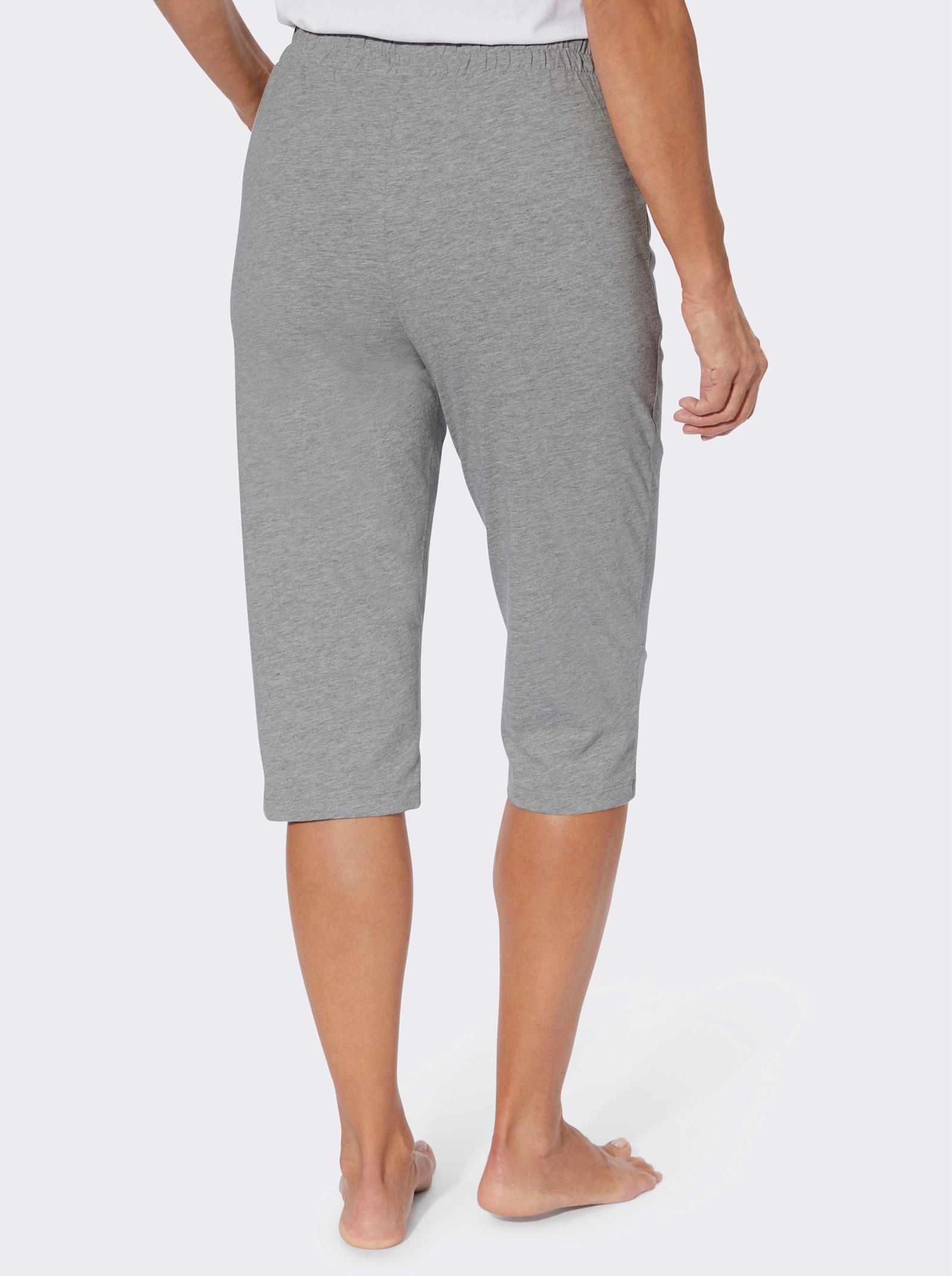 Caprihose mit Glitzerstickerei - grau-meliert