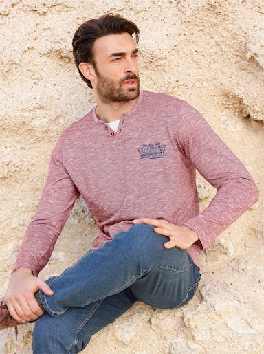 Catamaran Langarmshirt in 2-in-1-Optik - bordeaux-meliert