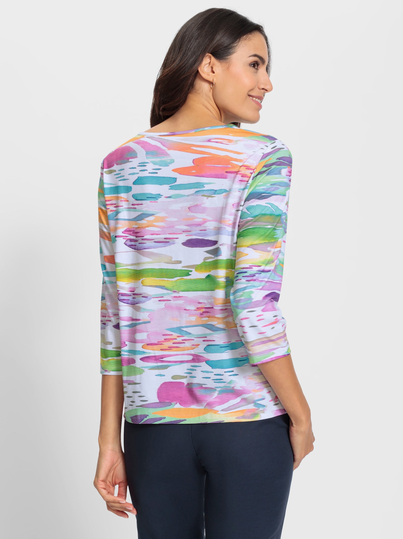 Print-Shirt mit 3/4-Ärmel - weiß-bedruckt