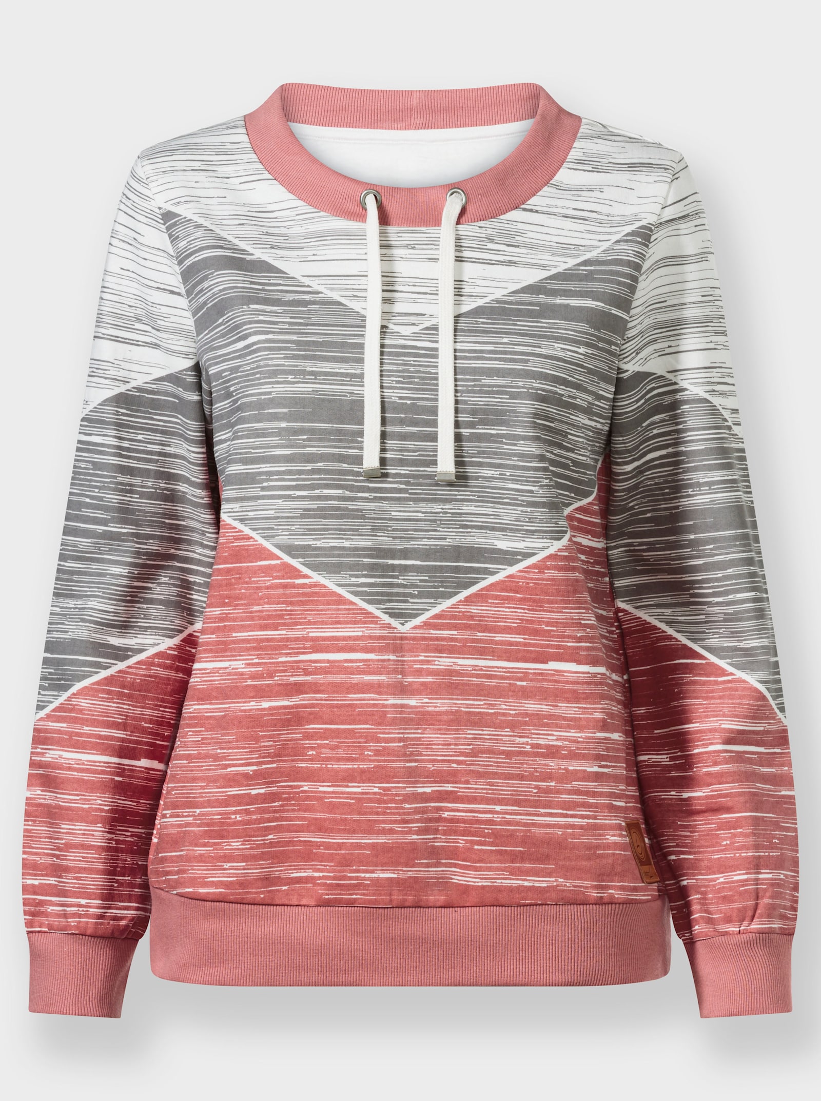 Sweatshirt mit variierbarem Rundhals-Ausschnitt - rosenholz-ecru