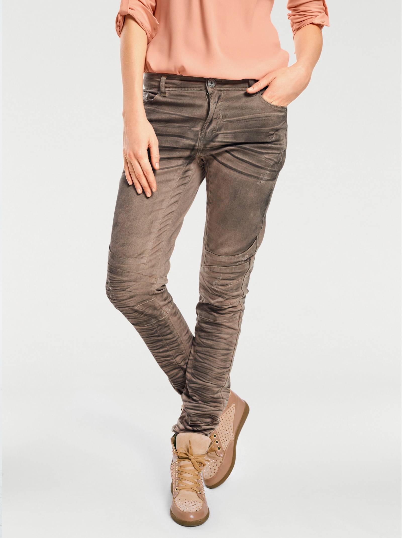 heine Pantalon boyfriend effet délavé - taupe clair