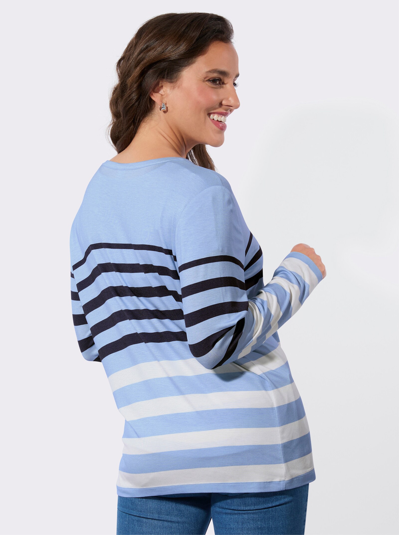 Twin-Set im Ringel-Dessin - eisblau-marine-geringelt