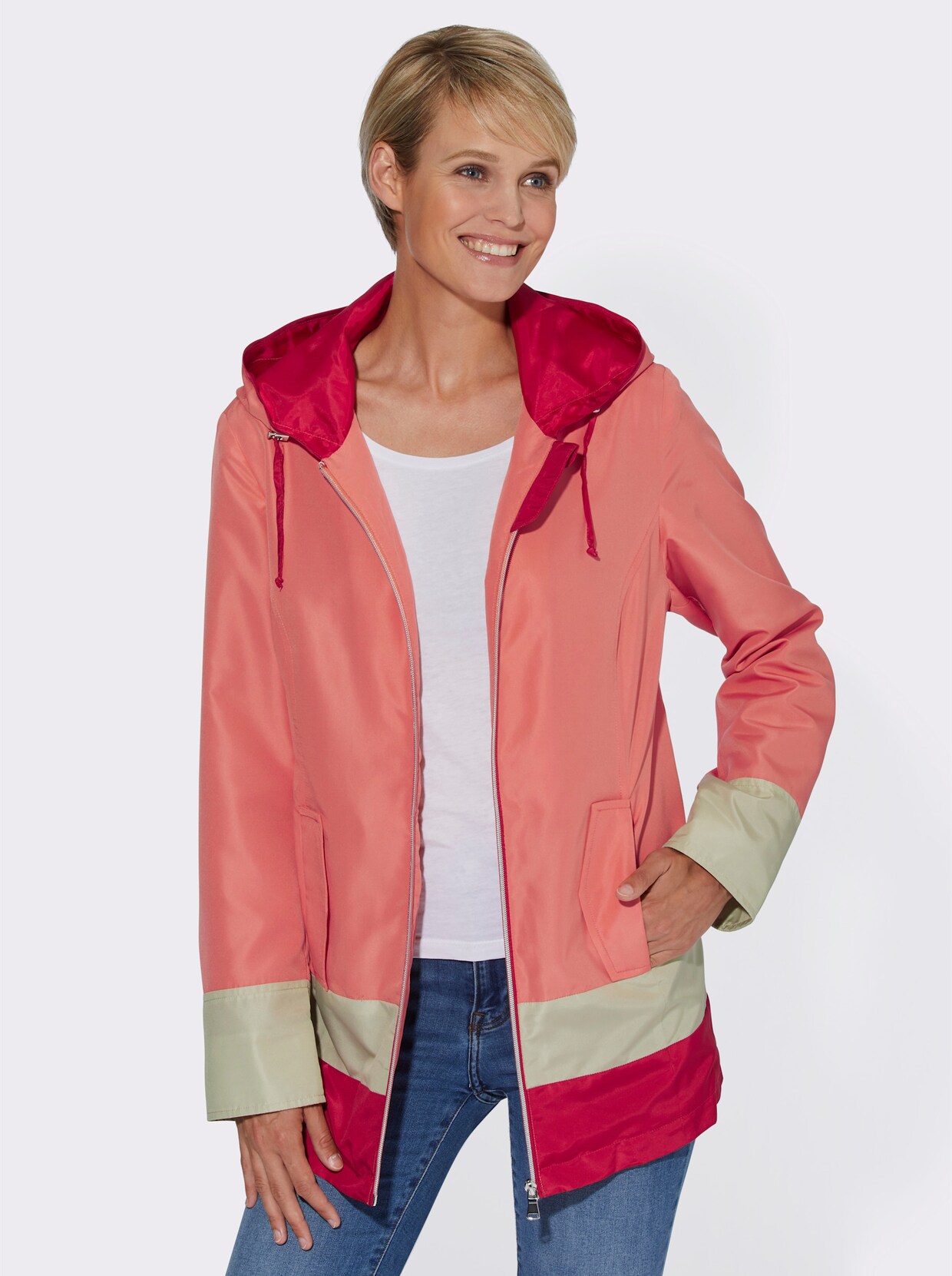 Freizeitjacke - grapefruit-gestreift