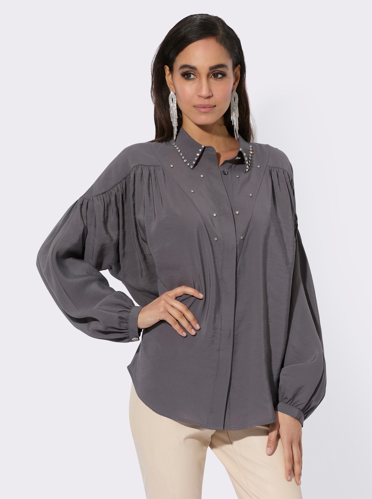 Overhemdblouse - antraciet