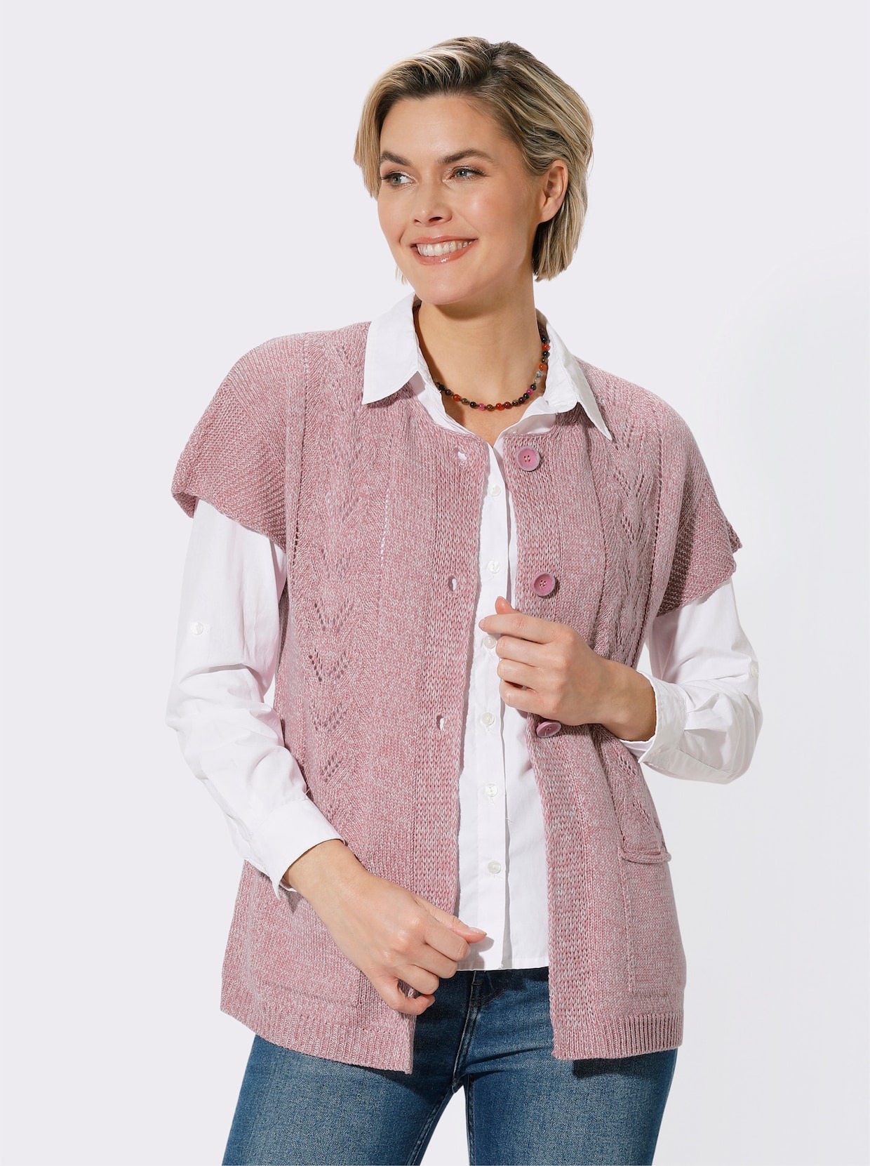 Vest - oudroze gemêleerd