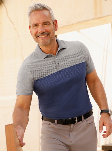 Marco Donati Kurzarmshirt - grau-rauchblau-meliert