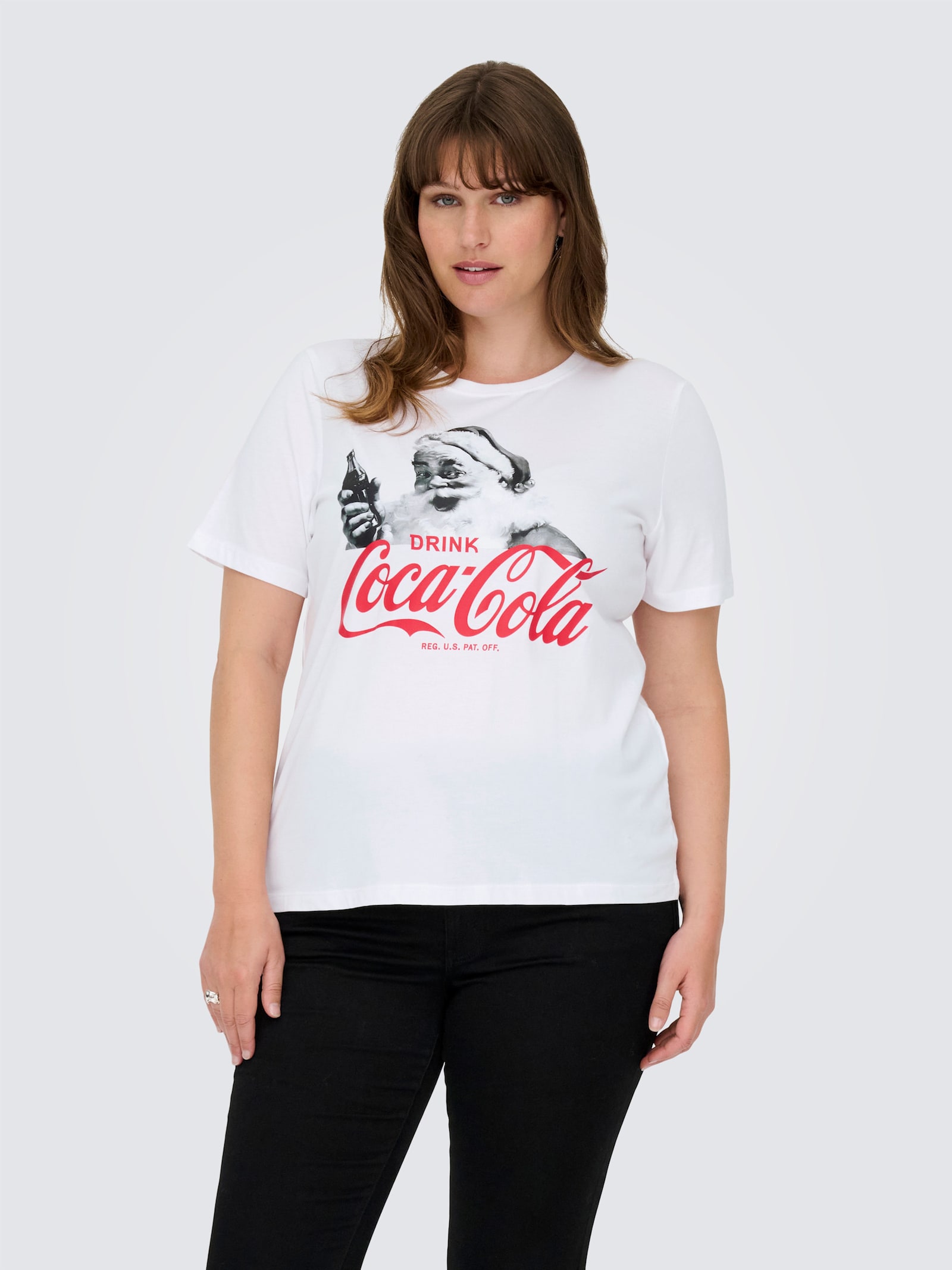 ONLY CARMAKOMA Kurzarmshirt - white print:coca cola santa