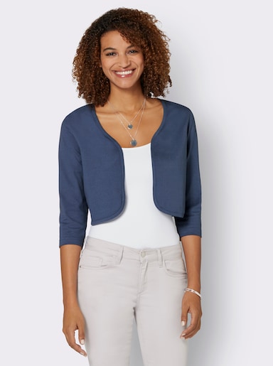Shirtjacke im Bolero-Stil - jeansblau