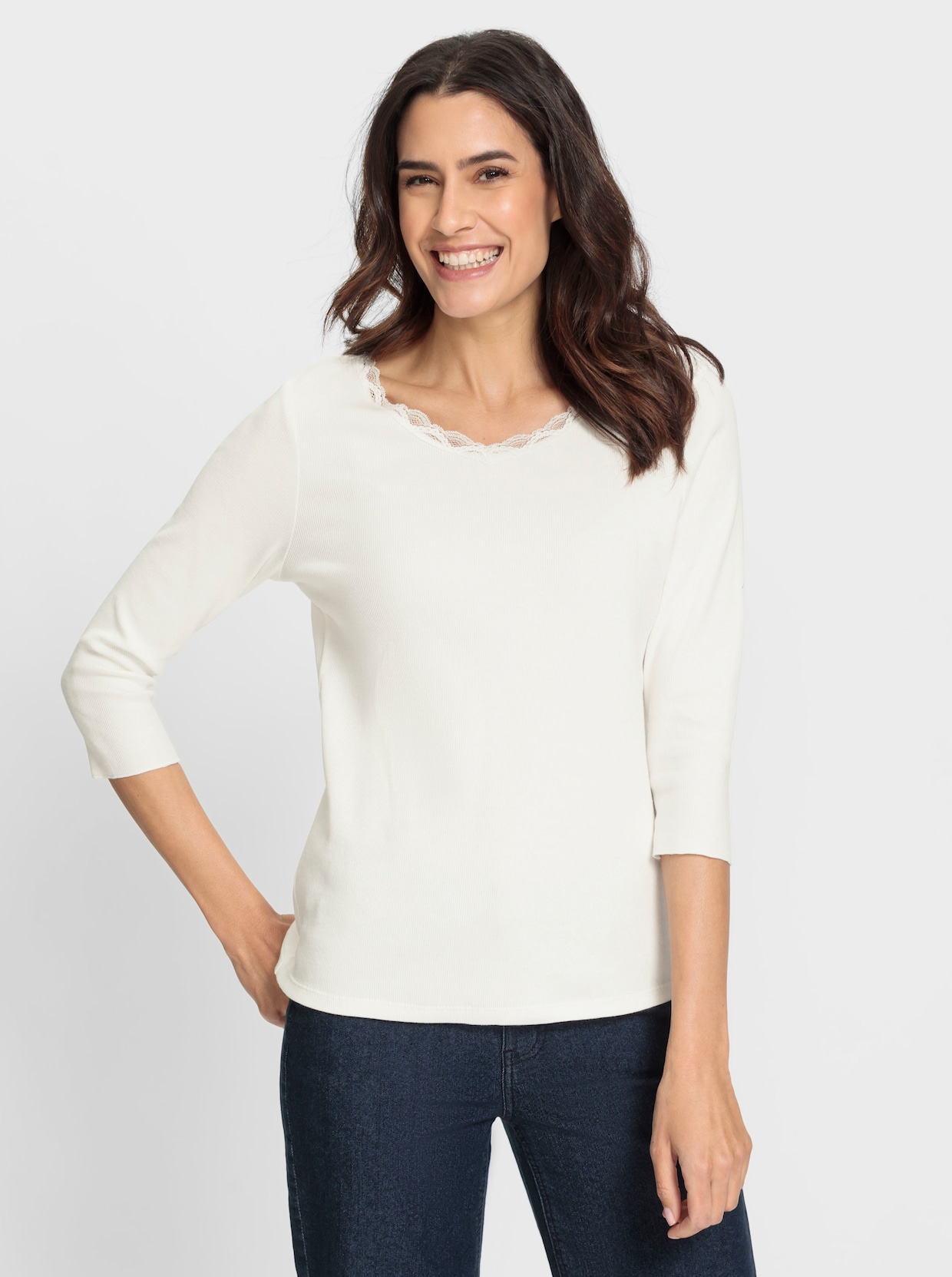 Shirt met 3/4-mouw - ecru