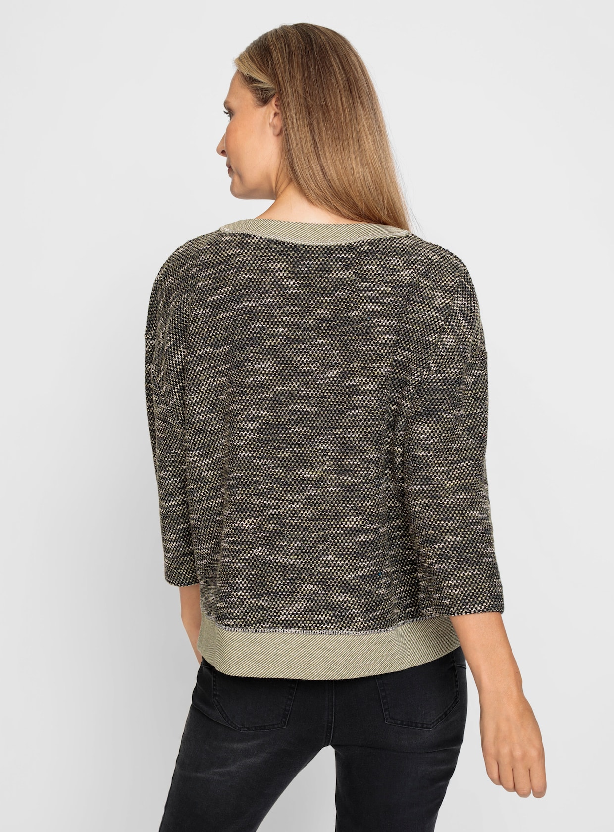 heine Pullover met 3/4-mouwen - kaki gemêleerd