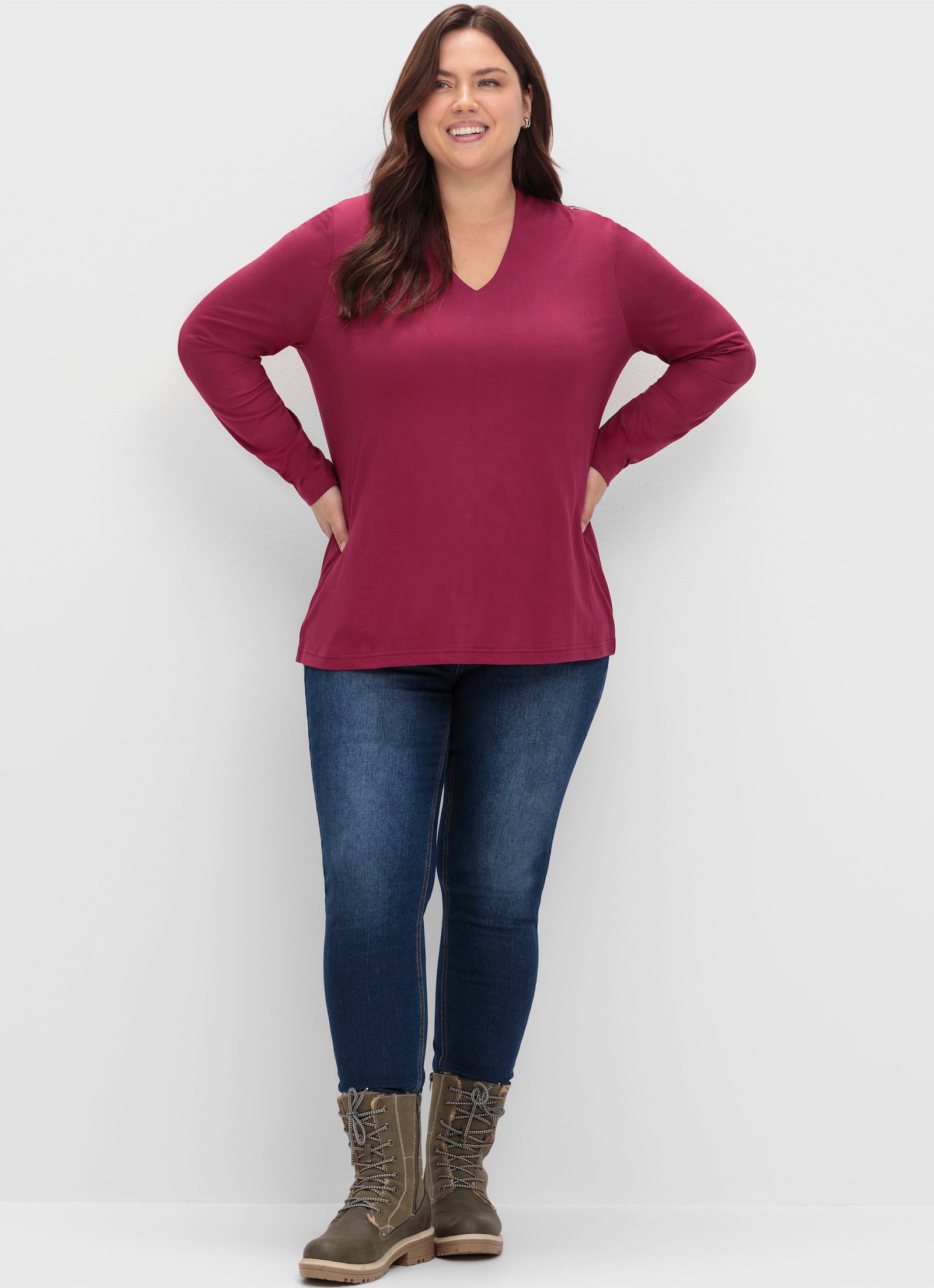 sheego Schnürboots mit Pelz-Imitat gefüttert - oliv