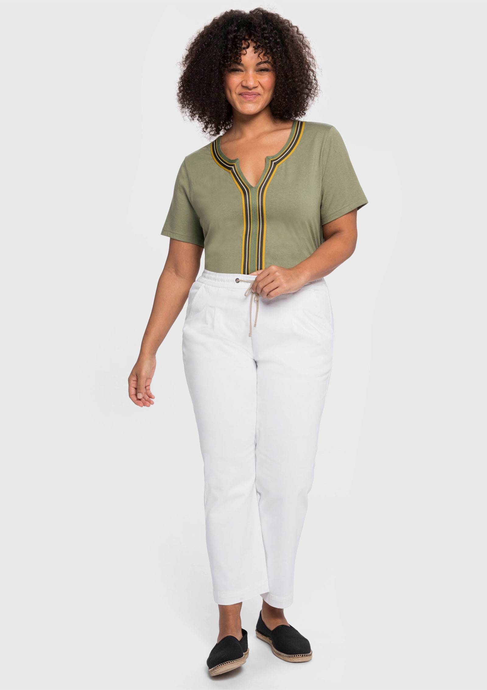 sheego Jogpants met contrastdetails - white denim