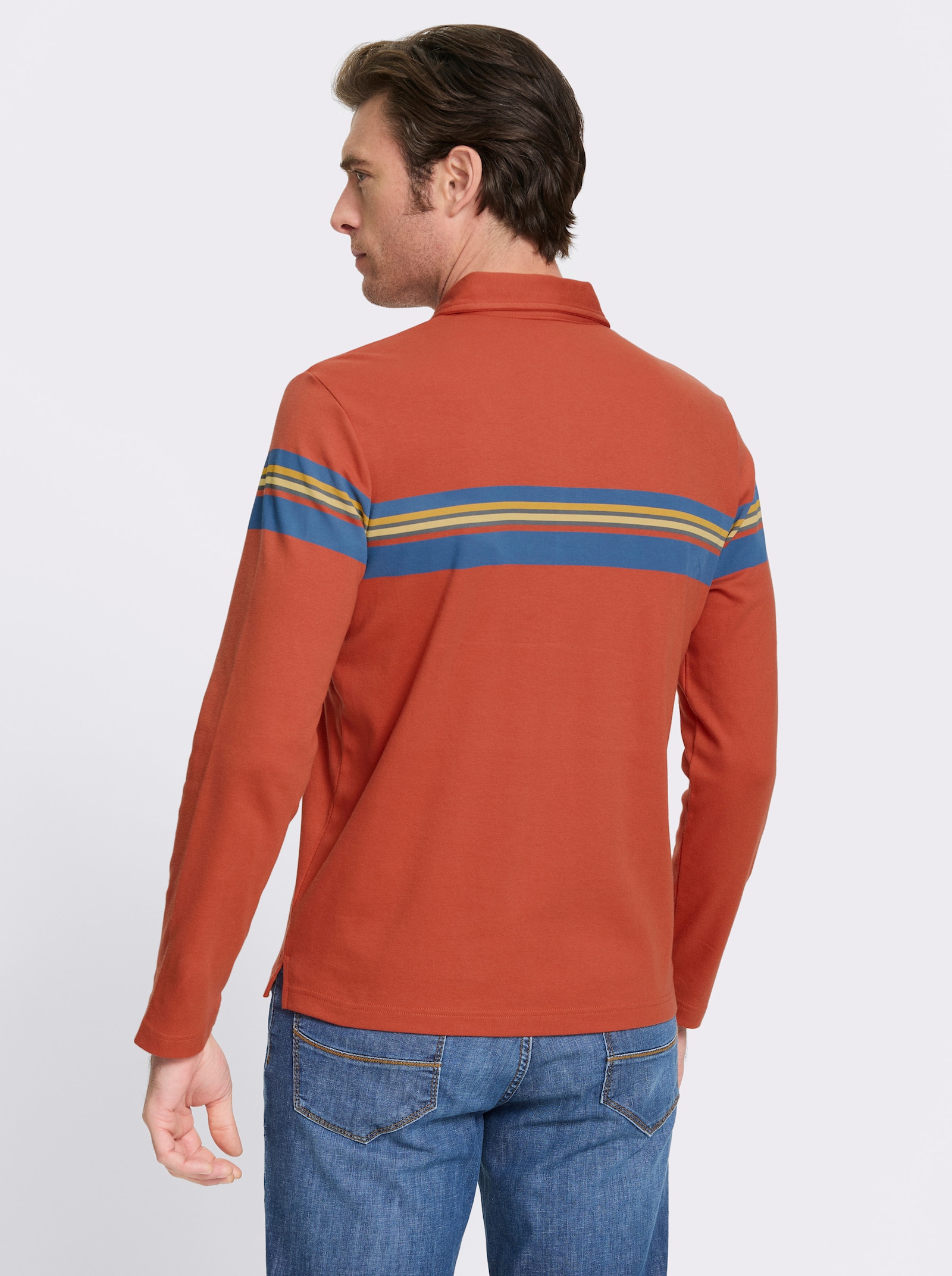 Catamaran Langarm-Poloshirt - terra-bedruckt