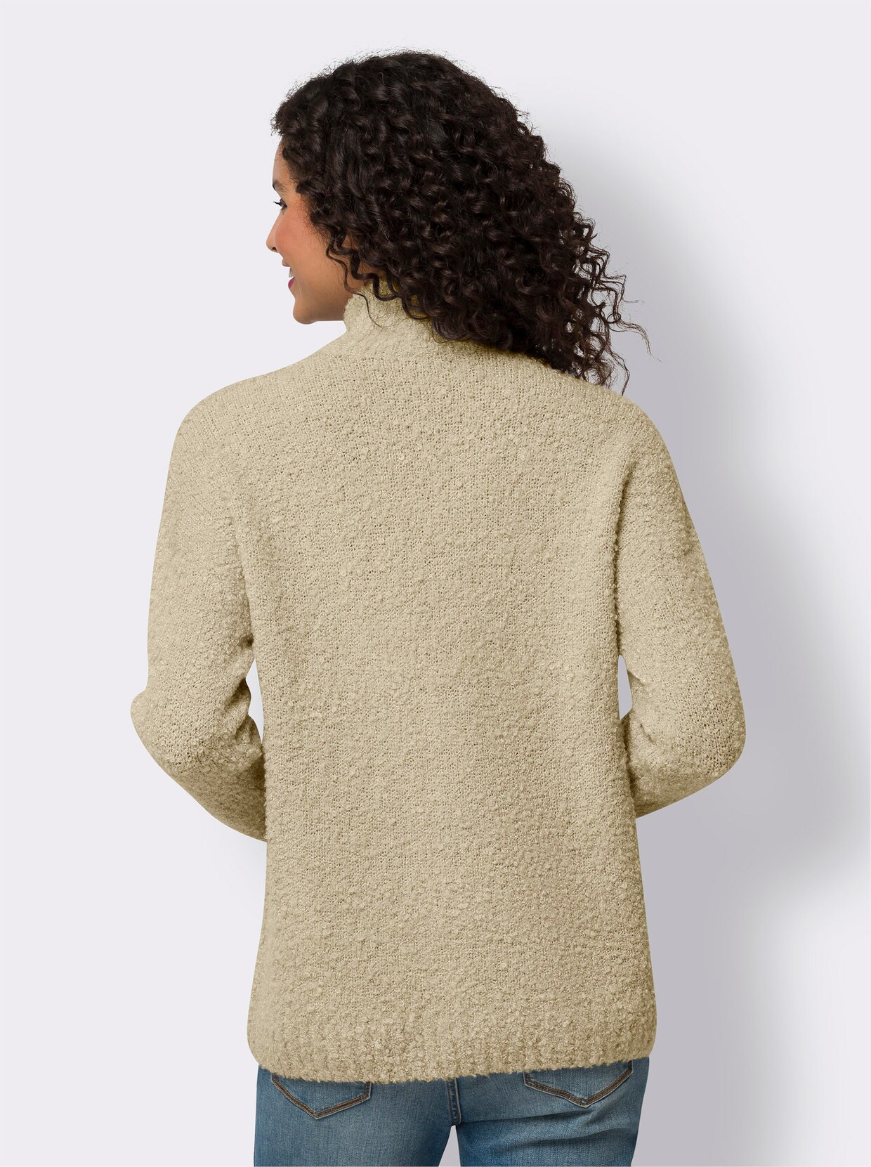 heine Trui met opstaande kraag - beige gemêleerd