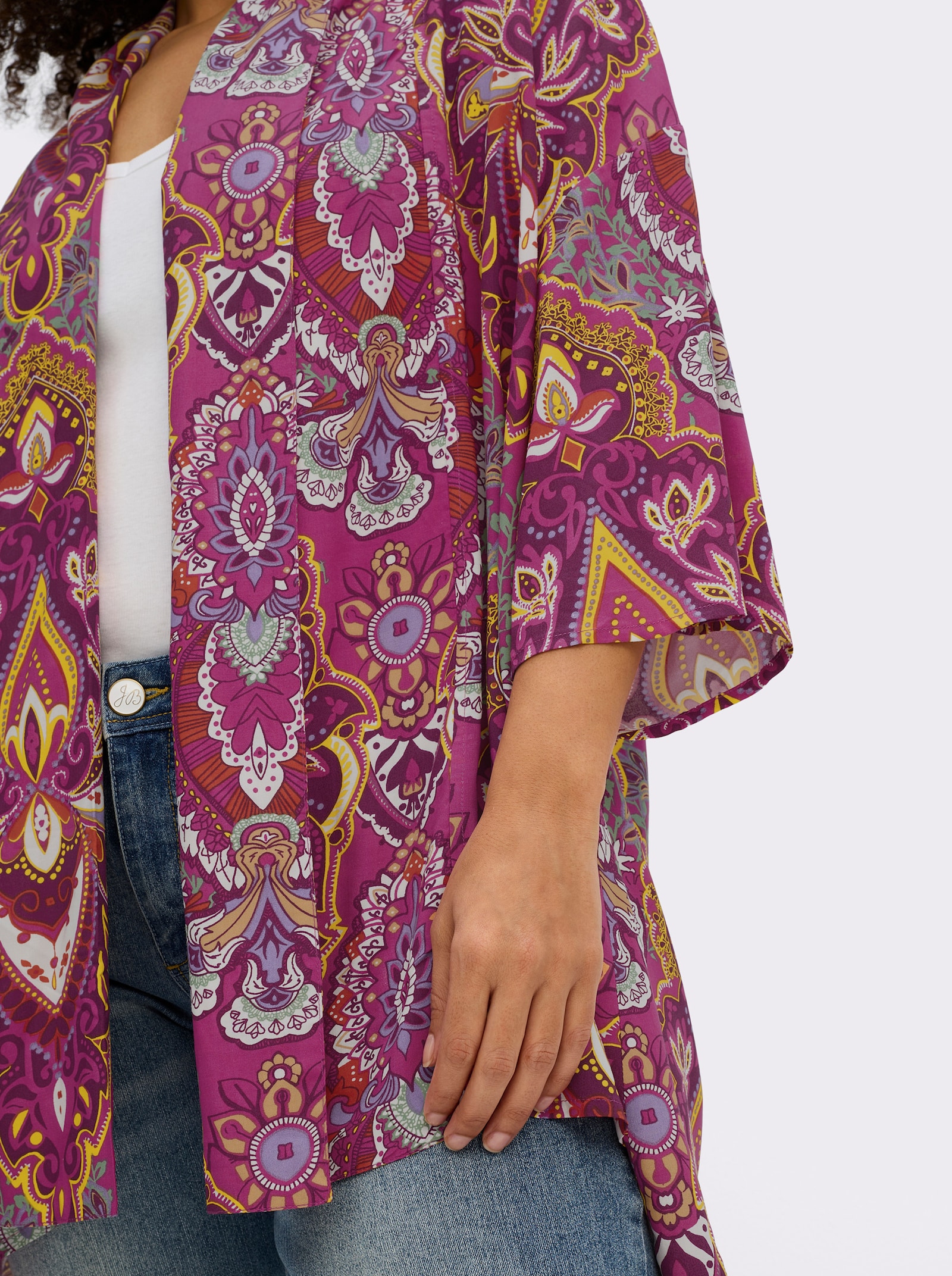 Blusenjacke mit floralem Muster - magenta-lila-gemustert