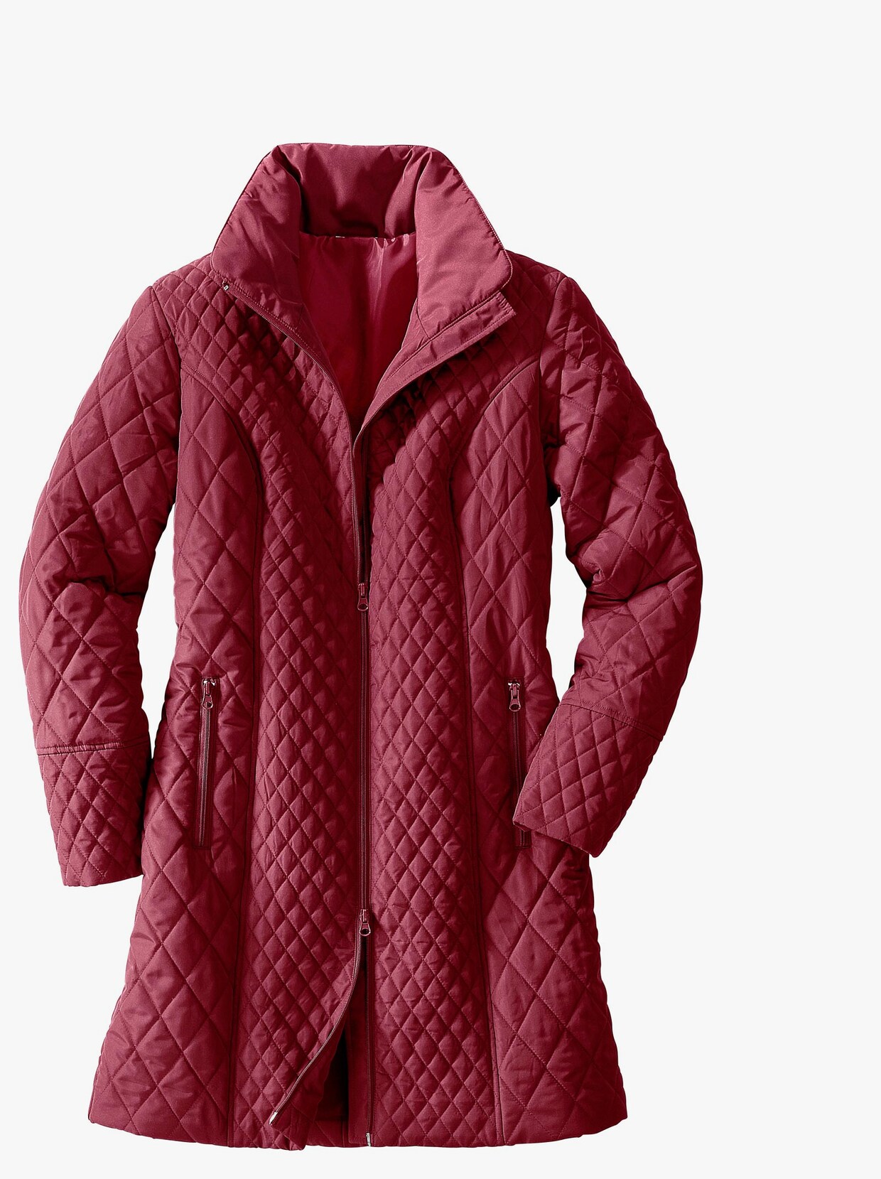 Prošívaný kabát - třešňově červená