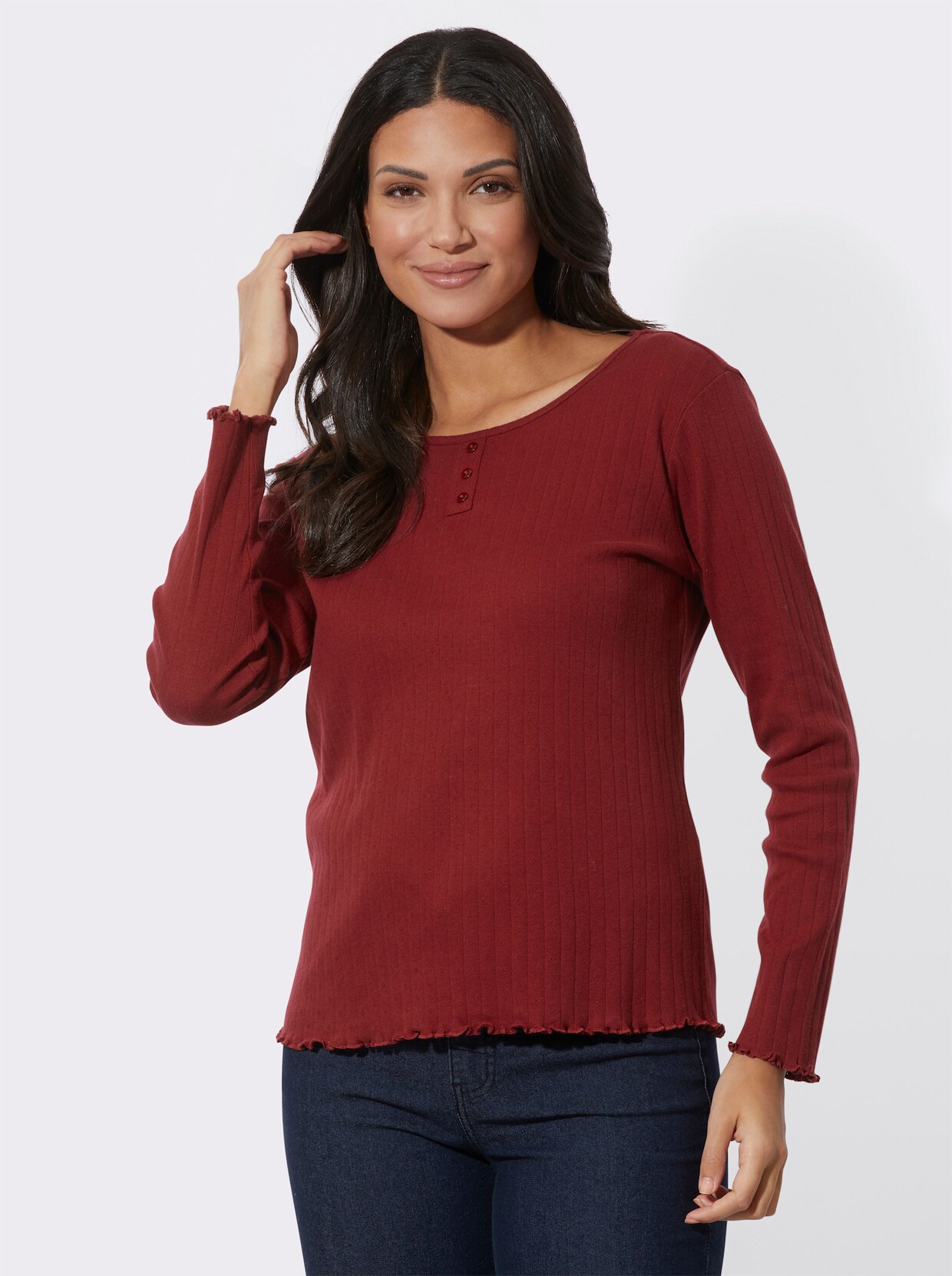 Shirt met lange mouwen - donkerrood